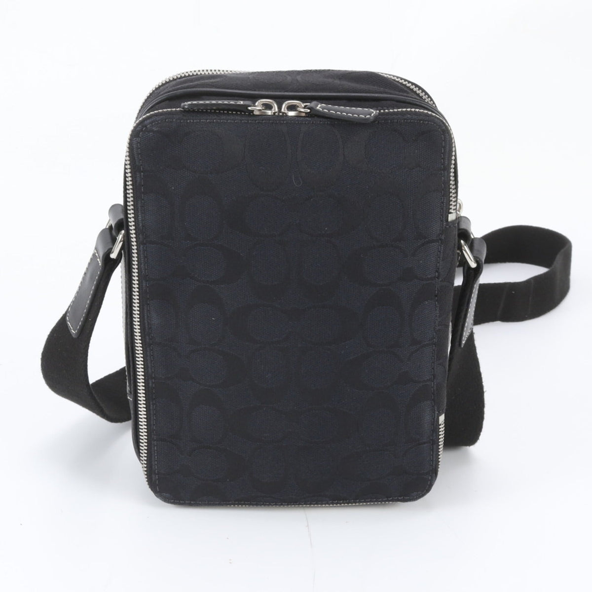 Coach Black Leather Canvas Messenger Bag Shoulder Bag (Pre-Owned)