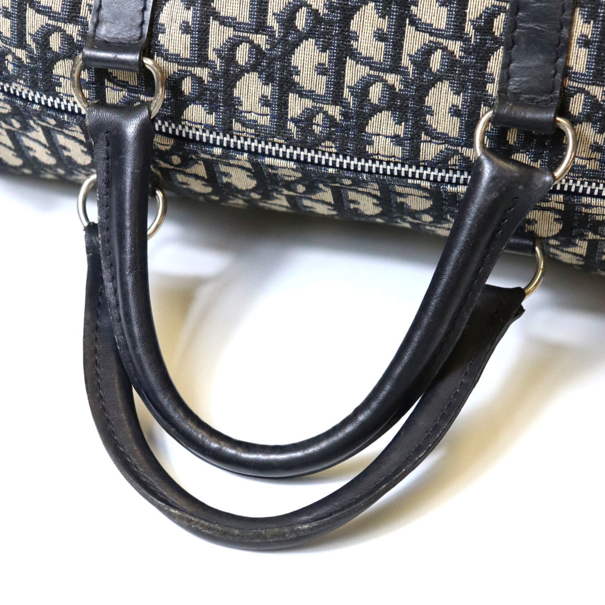 Christian Dior Navy Canvas Leather Boston Bag (Pre-Owned)
