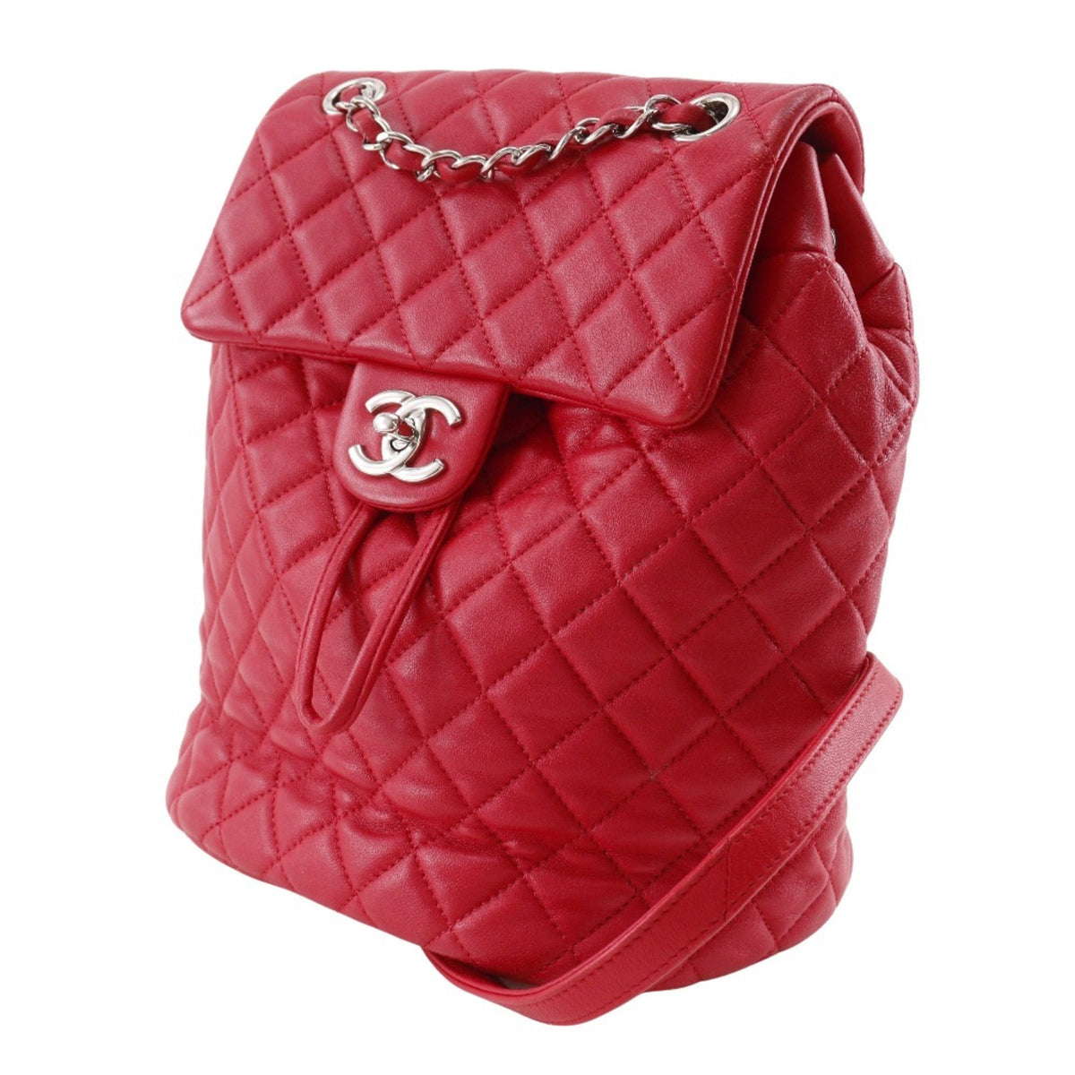 Chanel Matelasse Red Color Leather Backpack (Pre-Owned)