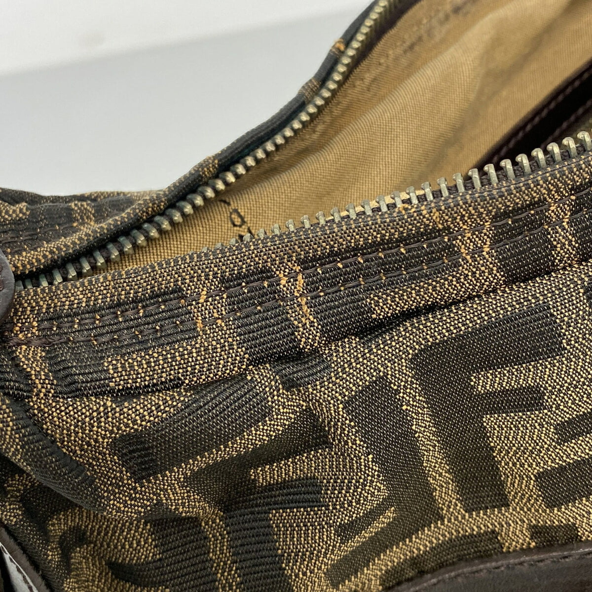 Fendi Brown Nylon Canvas Shoulder Bag (Pre-Owned)