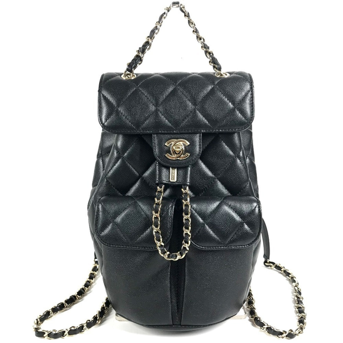 Chanel Black Grained Calfskin Backpack (Pre-Owned)