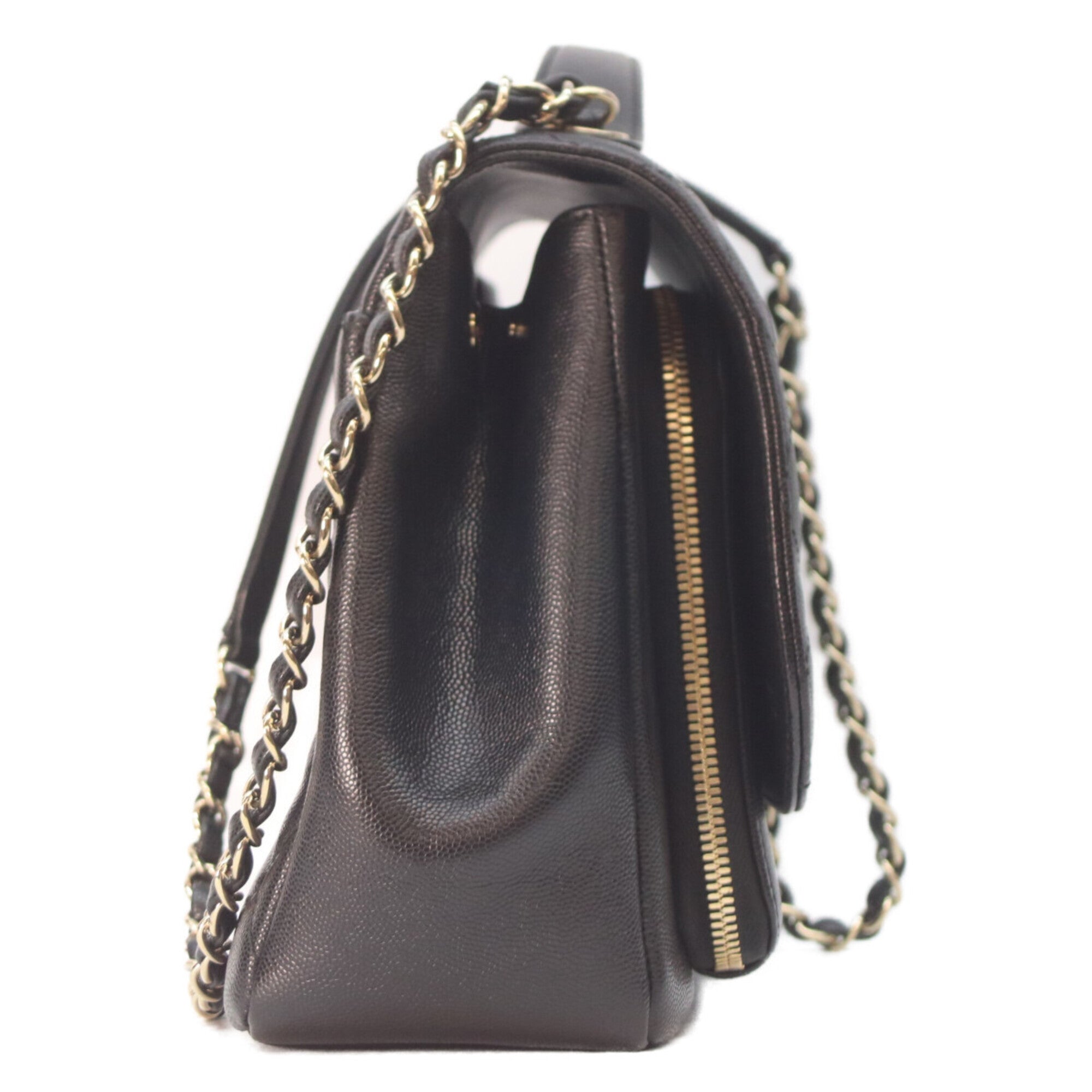 Chanel Black Grained Calfskin Shoulder Bag (Pre-Owned)