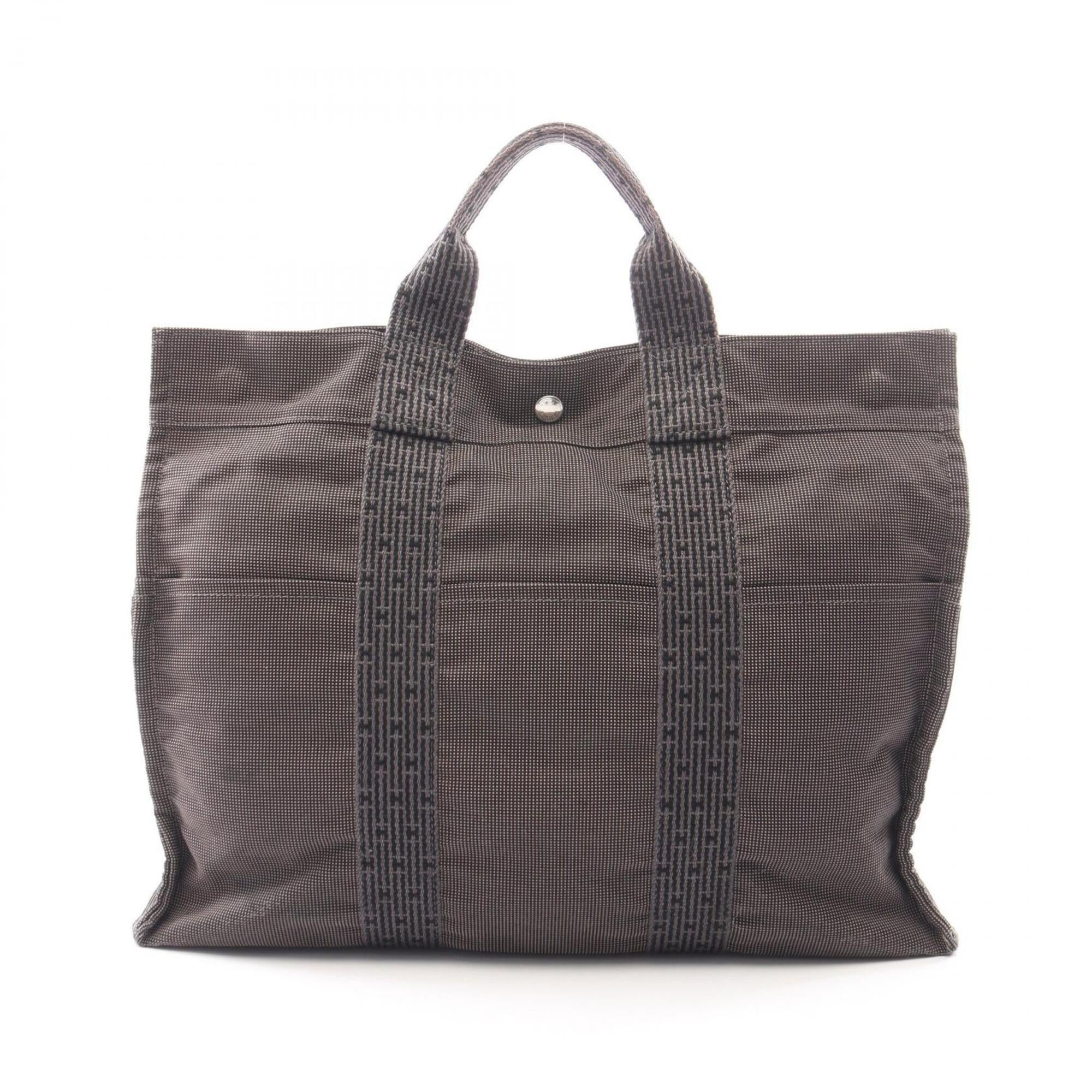 Hermes Gray Nylon Canvas Handbag Tote Bag (Pre-Owned)