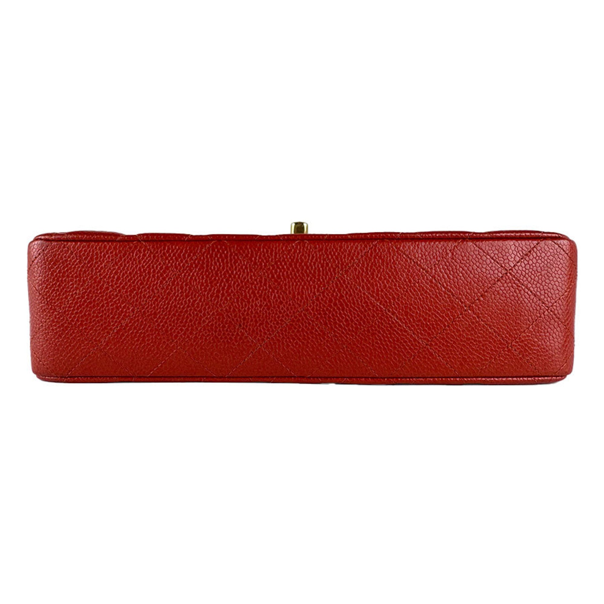 Chanel Orange Red Grained Calfskin Shoulder Bag (Pre-Owned)