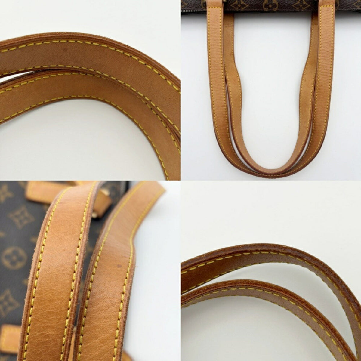 Louis Vuitton Brown Monogram Canvas Leather Shoulder Bag Tote Bag (Pre-Owned)