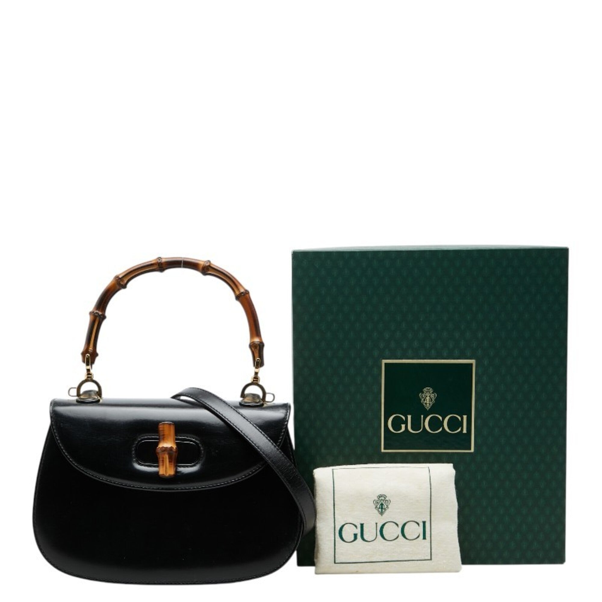 Gucci Black Leather Handbag Shoulder Bag (Pre-Owned)