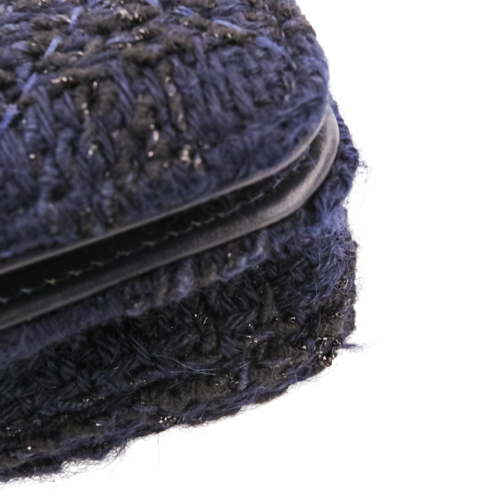 Chanel Matelasse Navy Tweed Handbag Pouch (Pre-Owned)