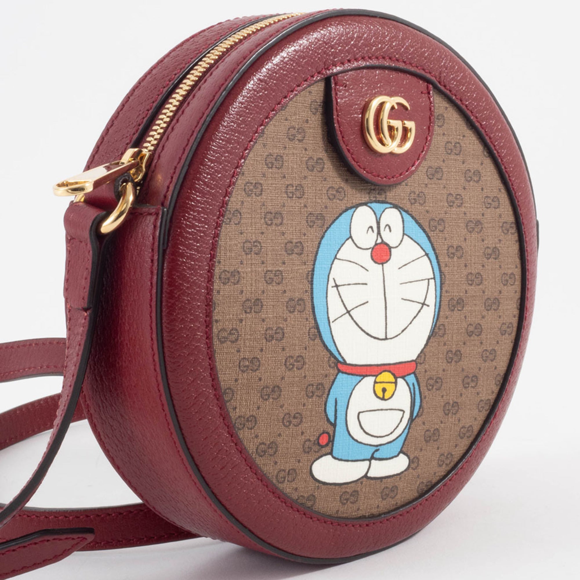 Gucci Beige Red Color Gg Supreme Leather Shoulder Bag (Pre-Owned)