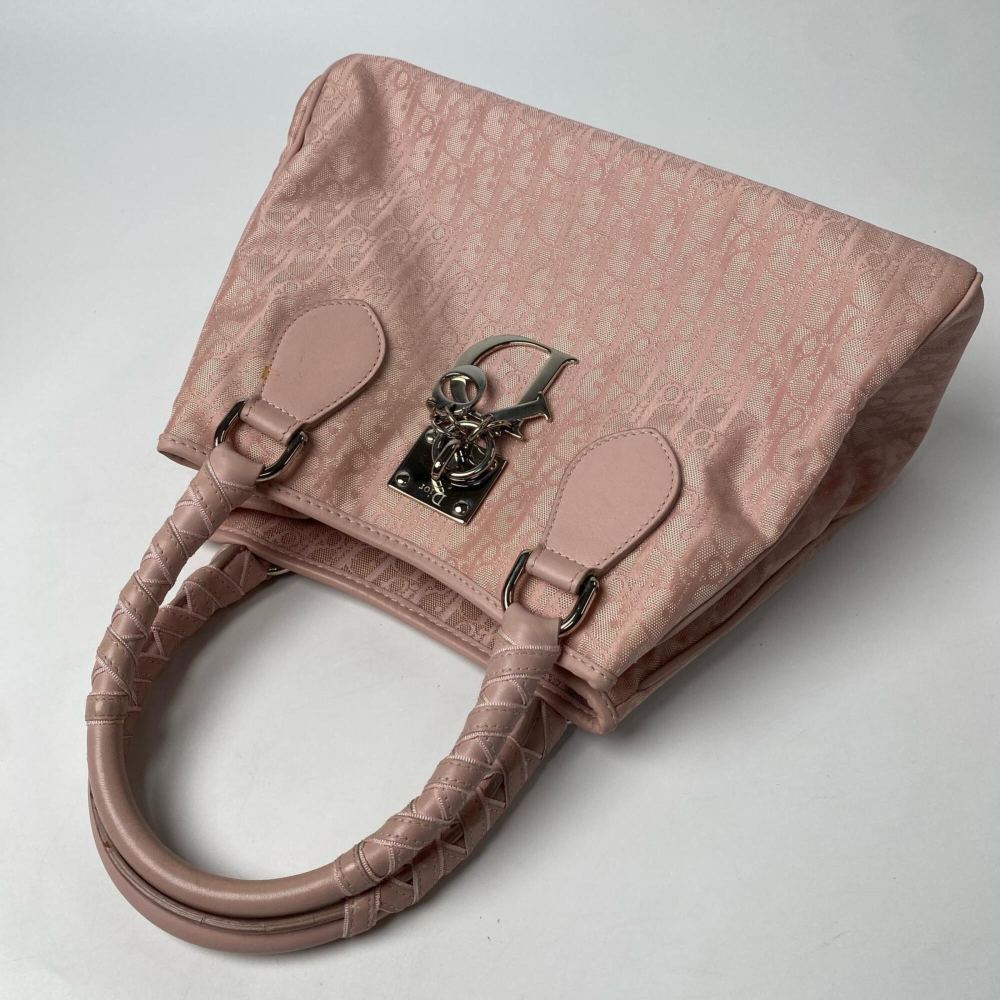 Christian Dior Pink Canvas Handbag Tote Bag (Pre-Owned)