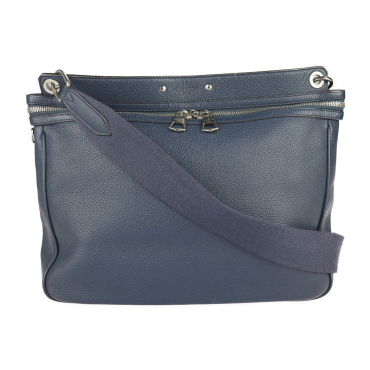 Louis Vuitton Navy Leather Messenger Bag Shoulder Bag (Pre-Owned)