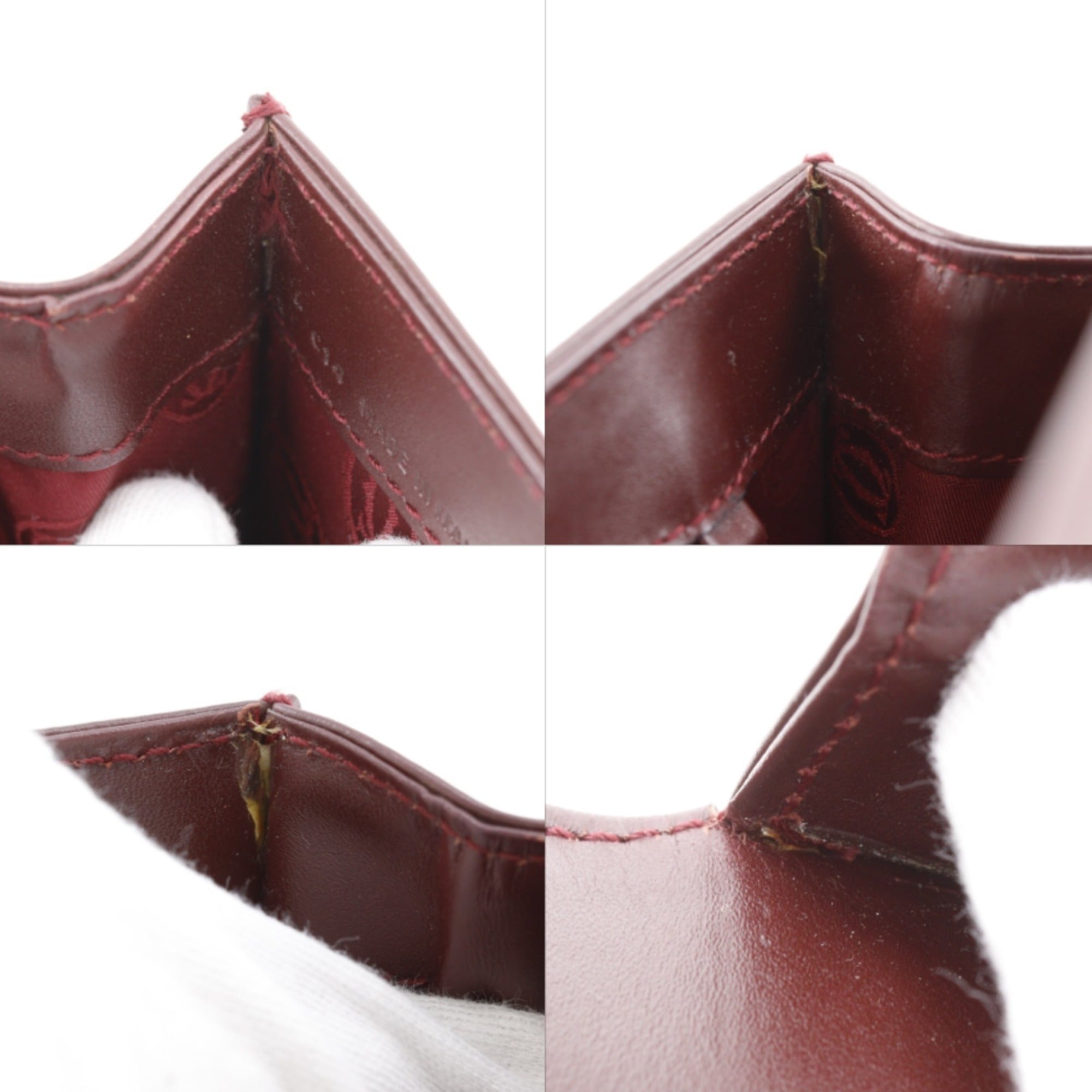Cartier Bordeaux Red Color Wine Red Leather Handbag (Pre-Owned)