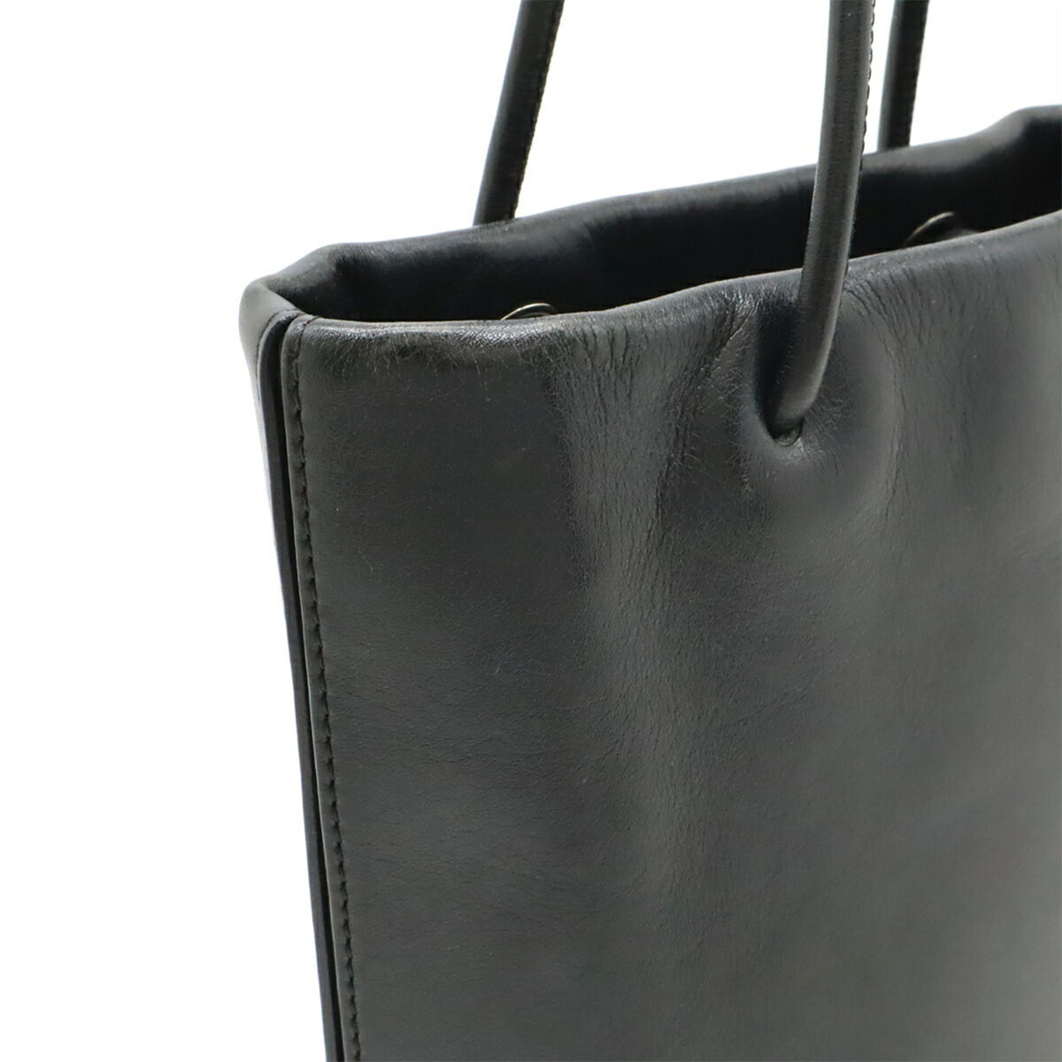 Chanel Black White Leather Handbag Tote Bag (Pre-Owned)