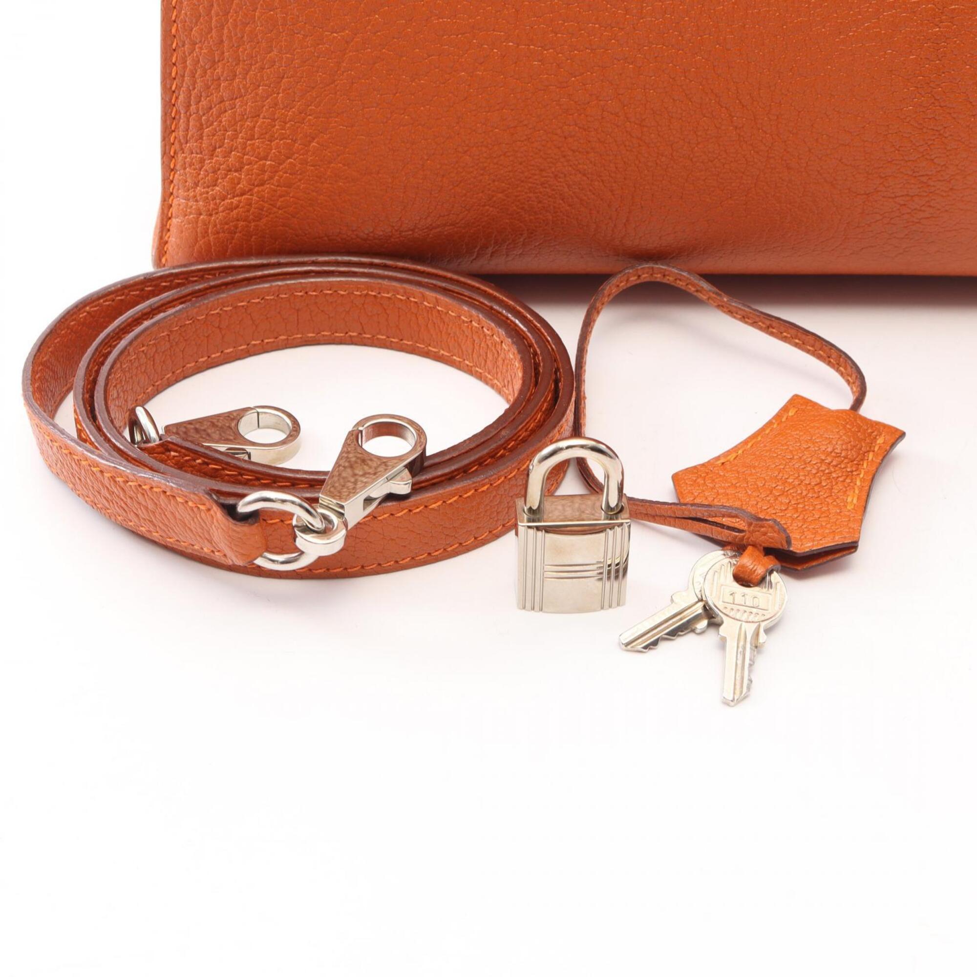 Hermes Orange Chevre Leather Handbag (Pre-Owned)