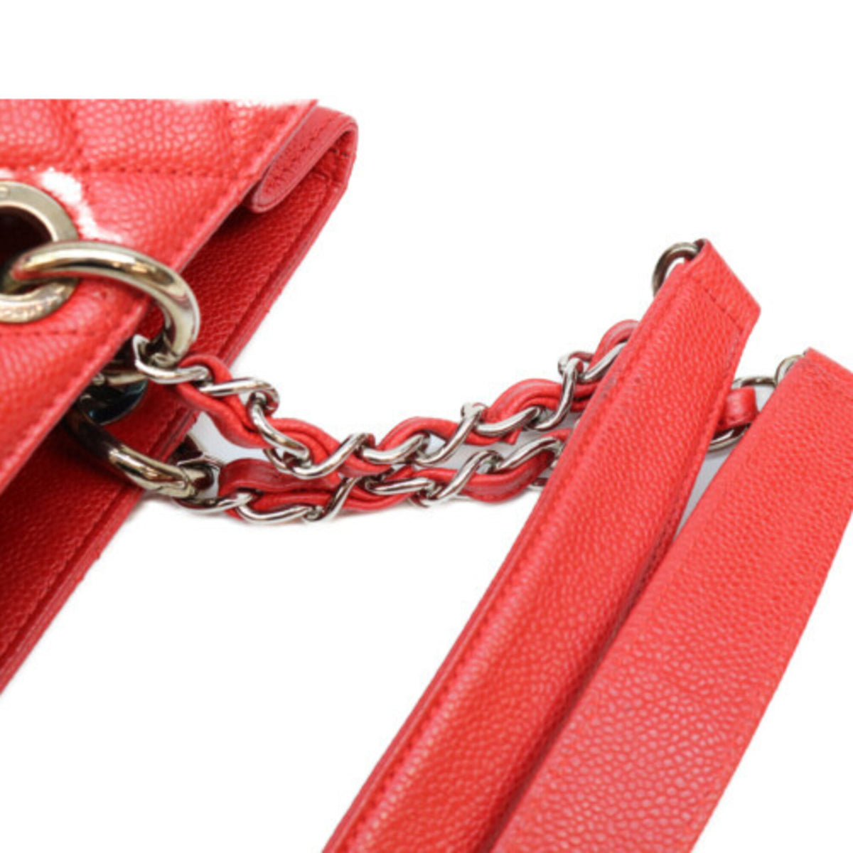 Chanel Red Color Grained Calfskin Tote Bag (Pre-Owned)