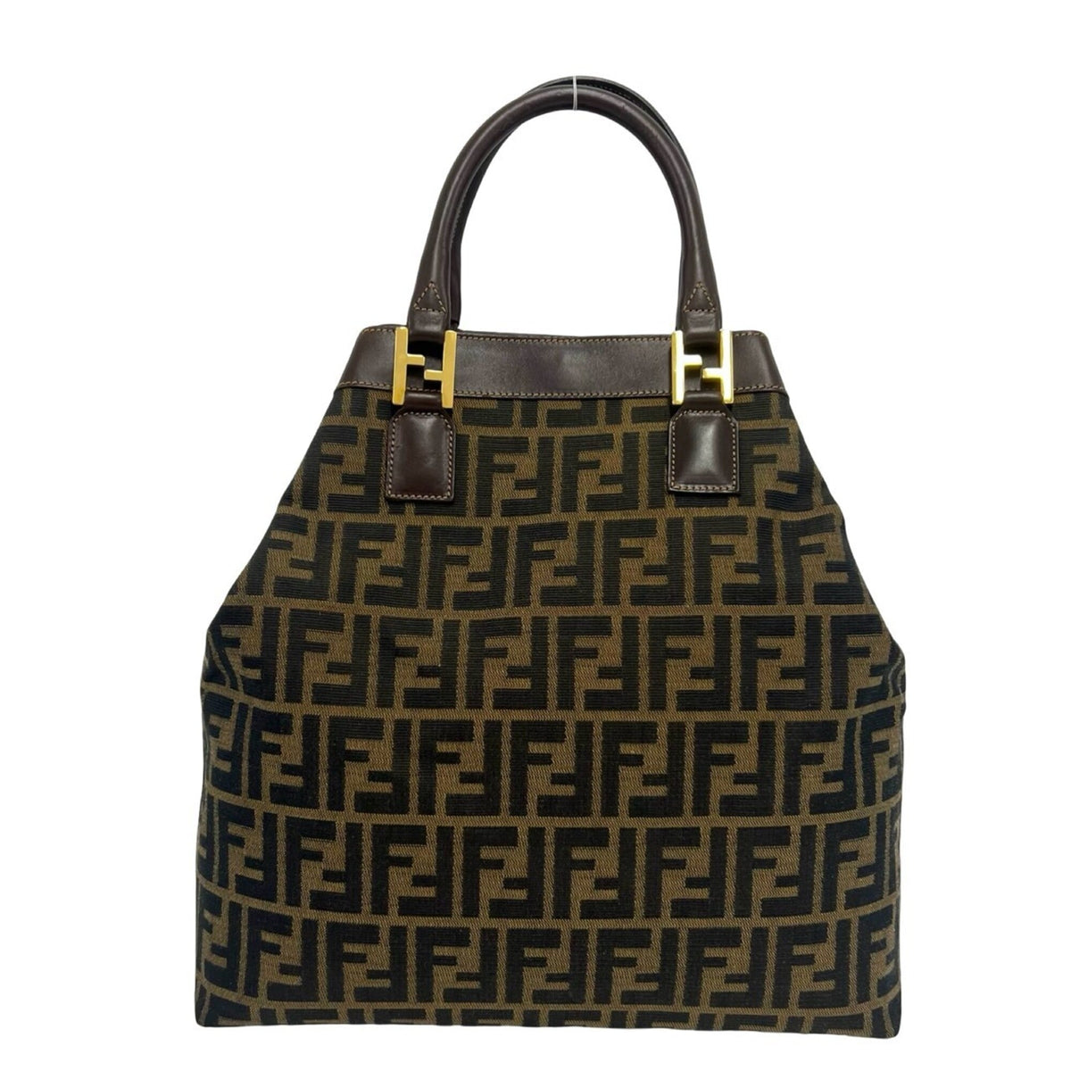 Fendi Brown Canvas Leather Handbag Tote Bag (Pre-Owned)