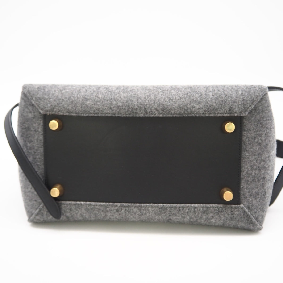 Celine Black Gray Felt Leather Handbag (Pre-Owned)