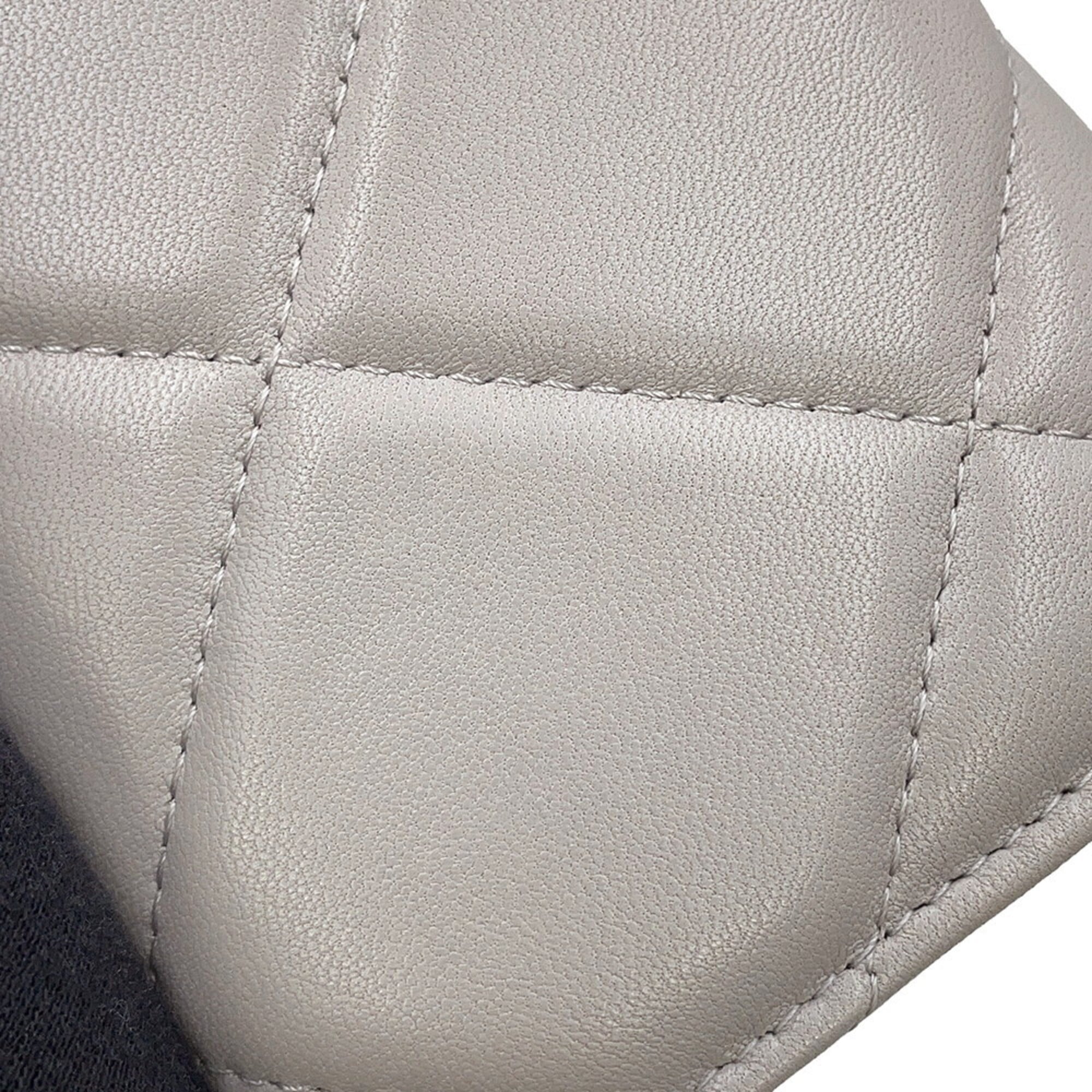 Chanel Gray Leather Chain/Shoulder Wallet (Pre-Owned)