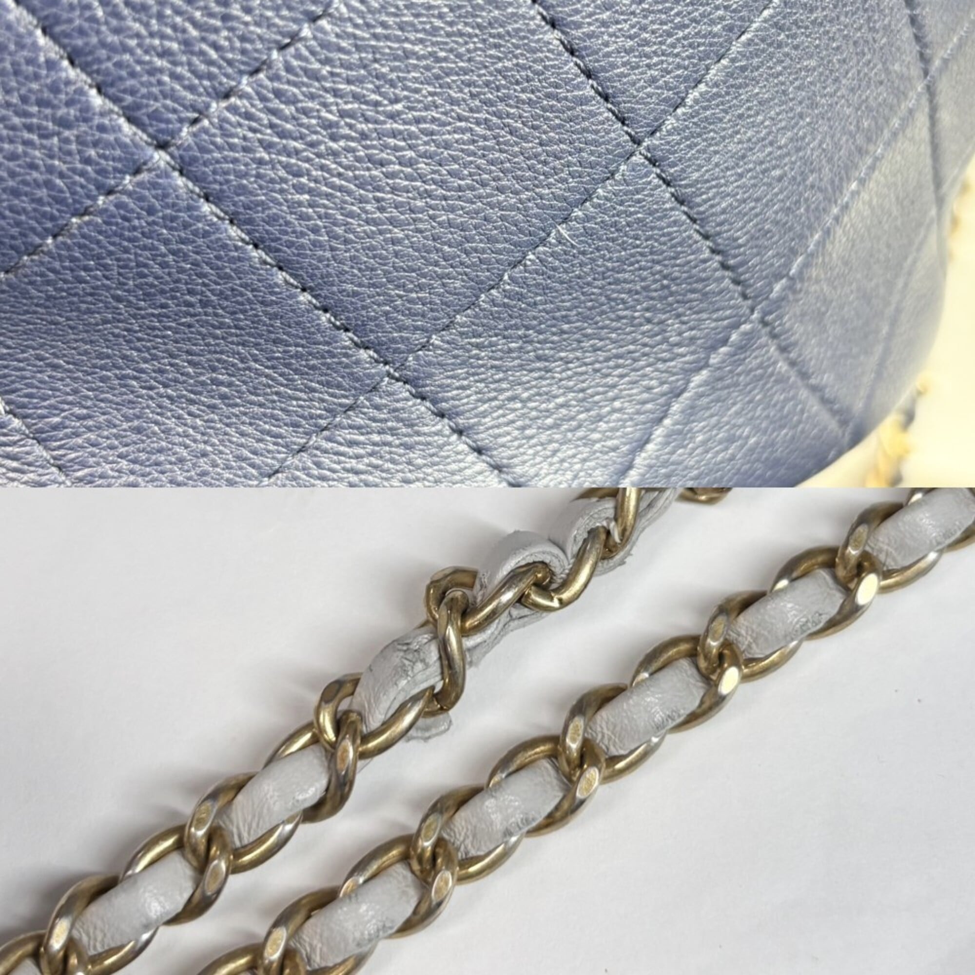 Chanel Matelasse Navy Leather Shoulder Bag (Pre-Owned)