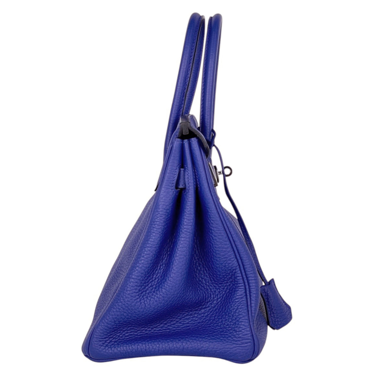 Hermes Birkin Blue Electric Taurillon Clemence Leather Handbag (Pre-Owned)