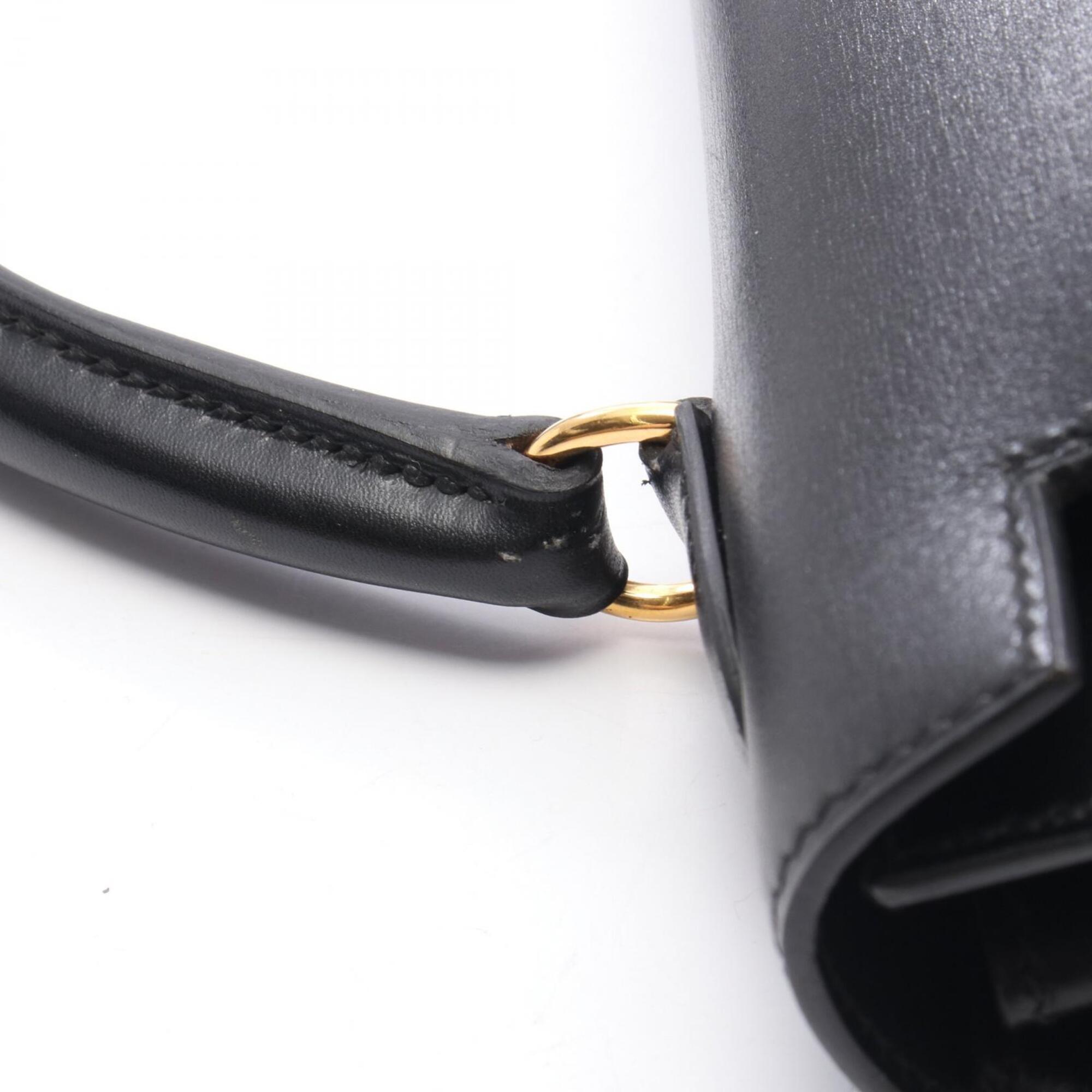 Hermes Black Box Calf Leather Handbag (Pre-Owned)