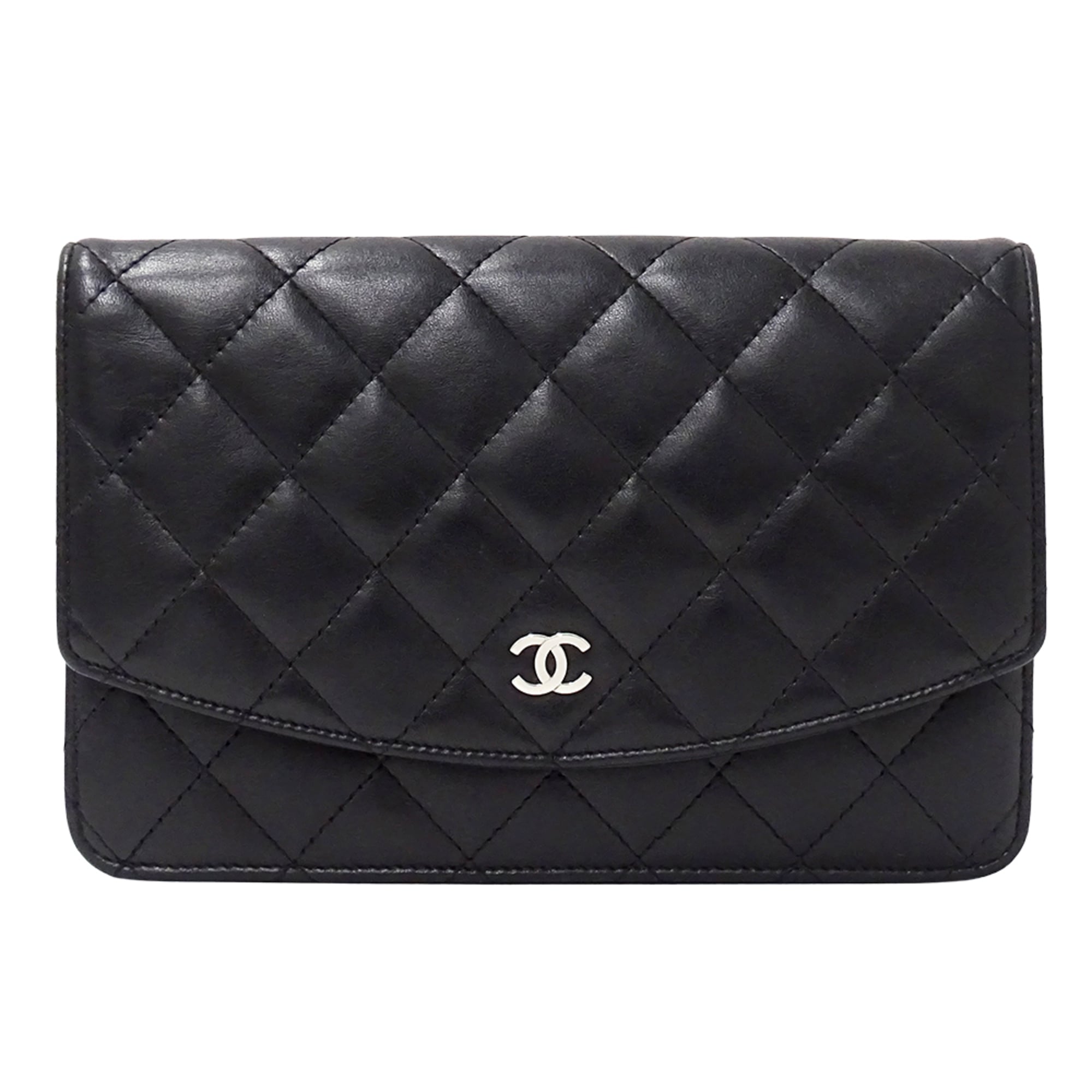 Chanel Black Leather Long Wallet (Bi-Fold) (Pre-Owned)