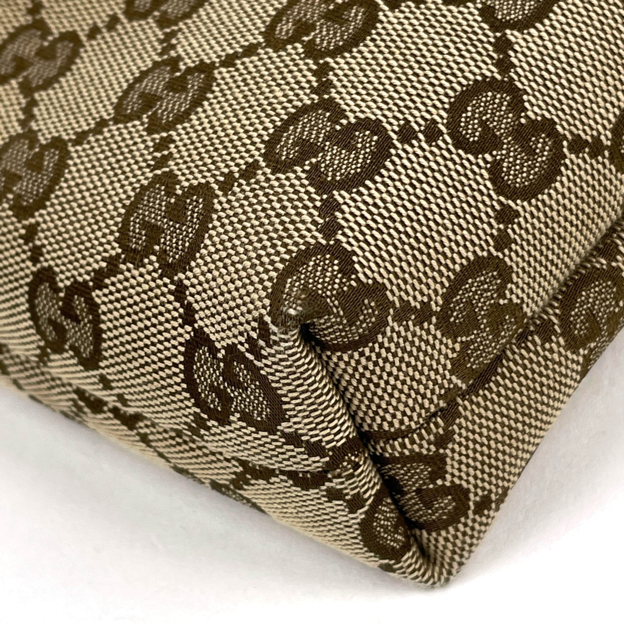 Gucci Beige Ivory Gg Canvas Leather Shoulder Bag (Pre-Owned)