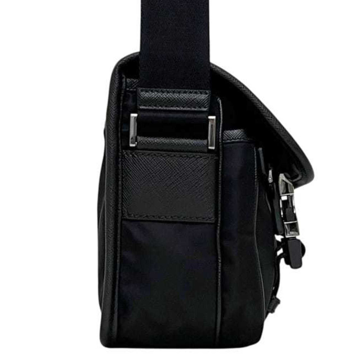 Prada Black Nero Nylon Leather Shoulder Bag (Pre-Owned)