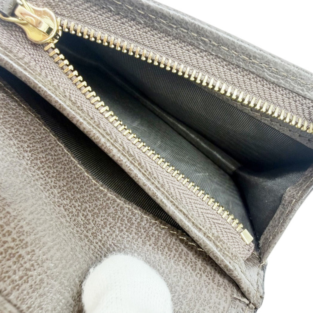 Gucci Beige Brown Leather Gg Canvas Wallet (Bi-Fold) (Pre-Owned)