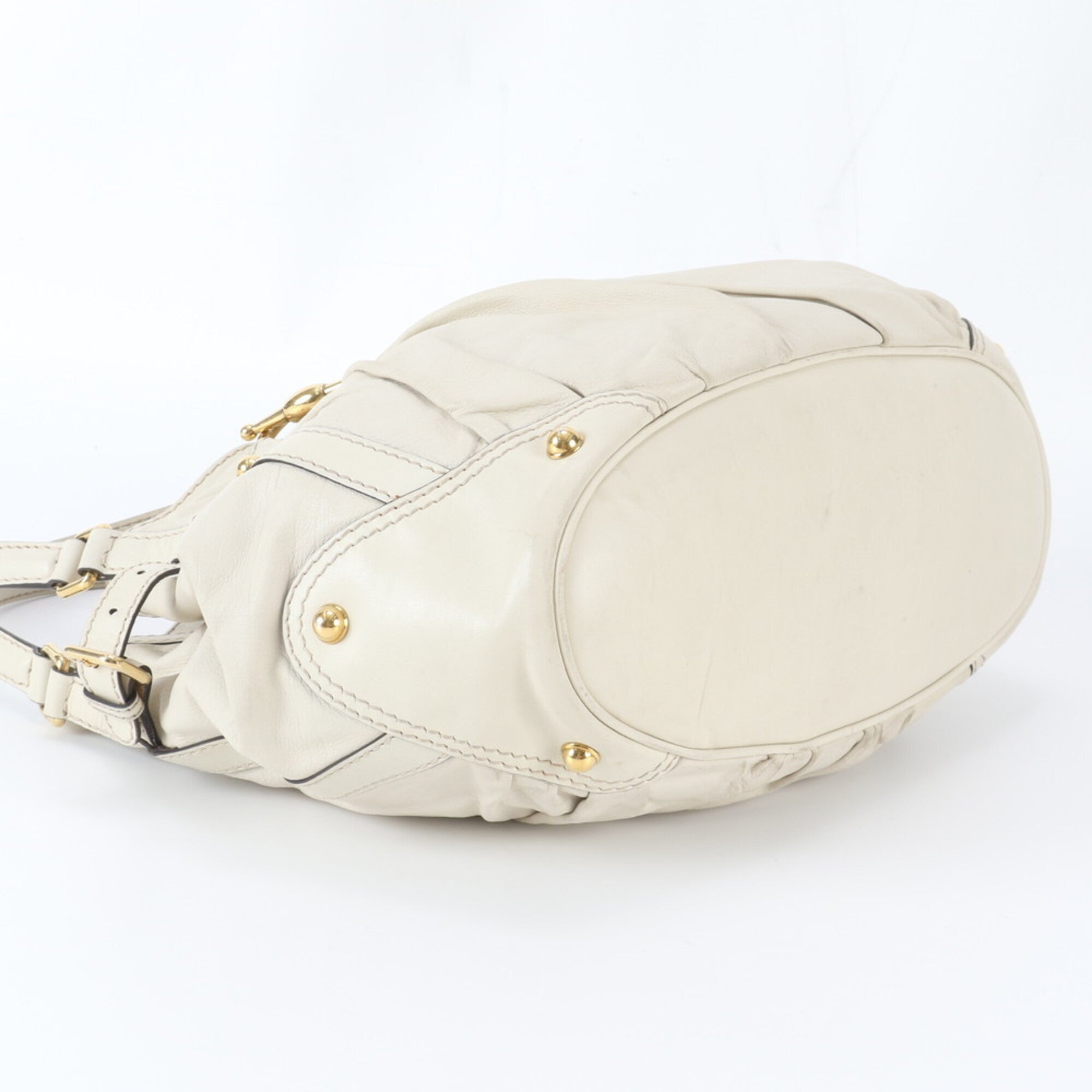 Gucci Horsebit Beige Leather Handbag Tote Bag (Pre-Owned)