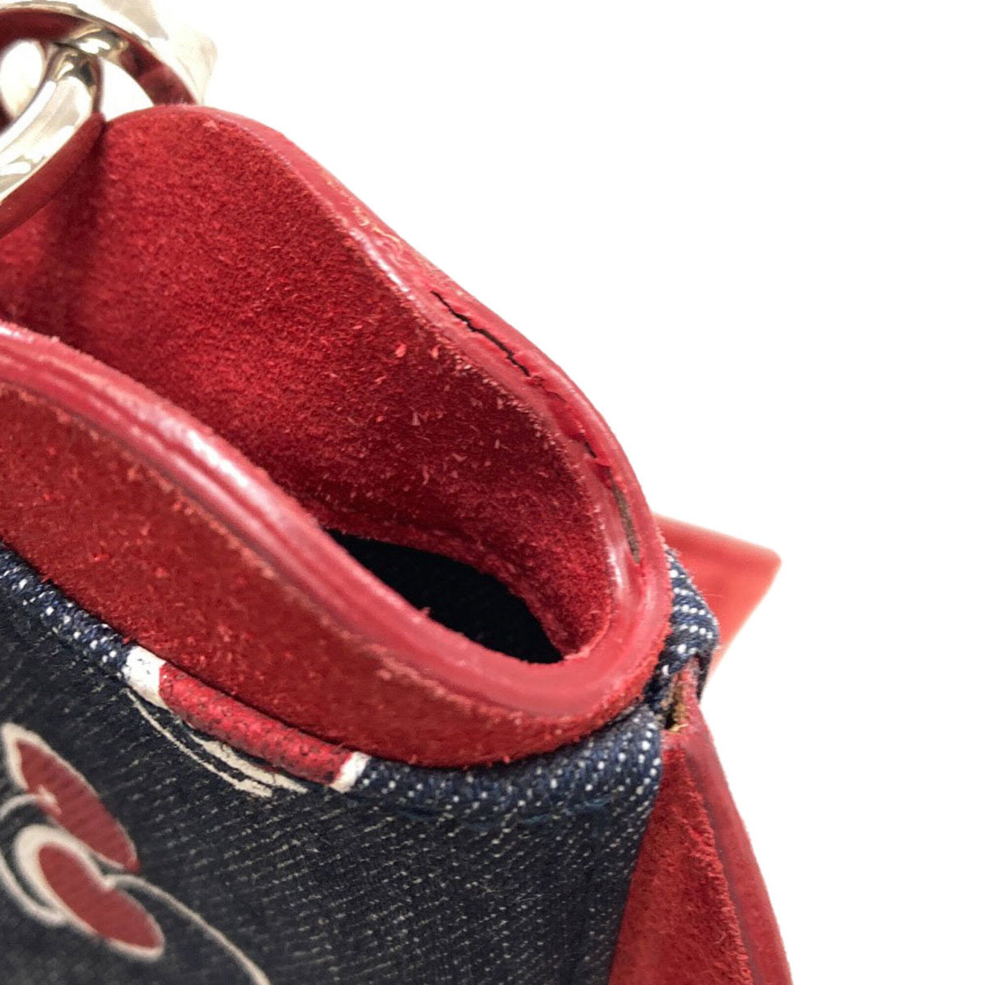 Miu Miu Blue Red Color Denim Pouch Shoulder Bag (Pre-Owned)
