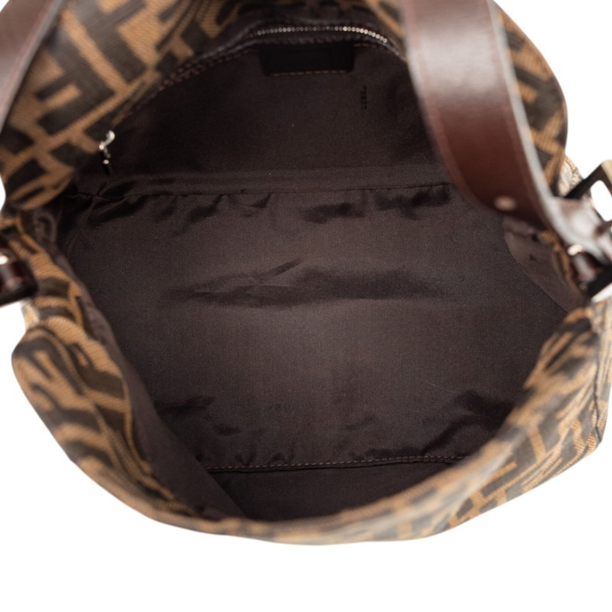 Fendi Zucca Brown Canvas Leather Handbag Shoulder Bag (Pre-Owned)
