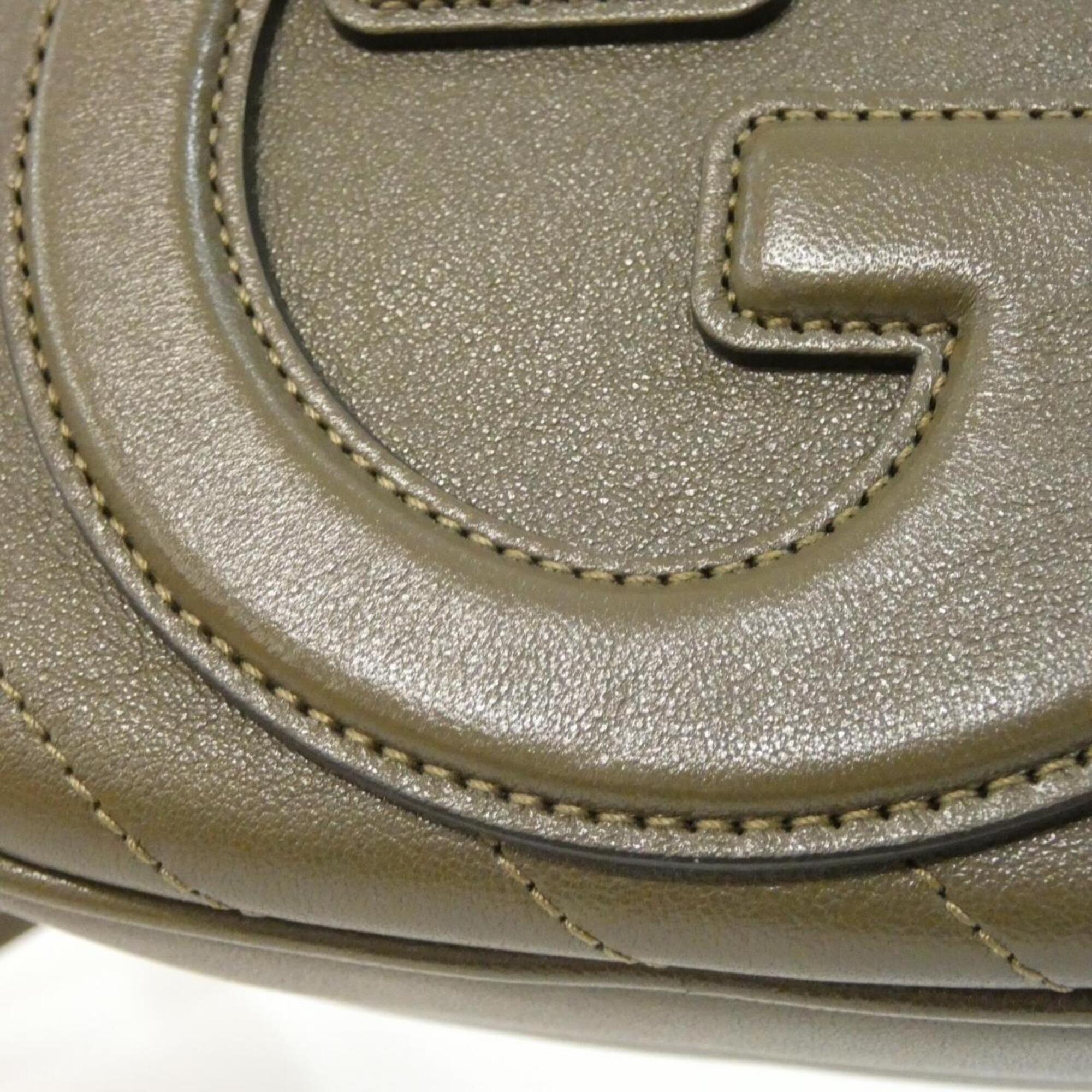 Gucci Green Khaki Brown Leather Shoulder Bag (Pre-Owned)
