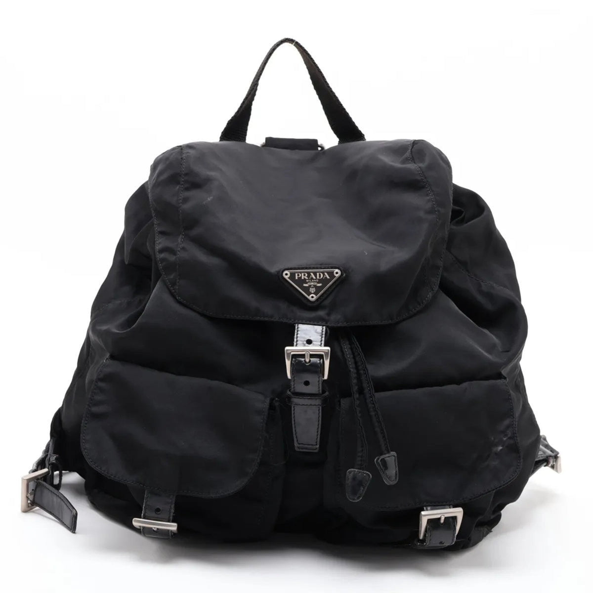 Prada Black Leather Nylon Backpack (Pre-Owned)