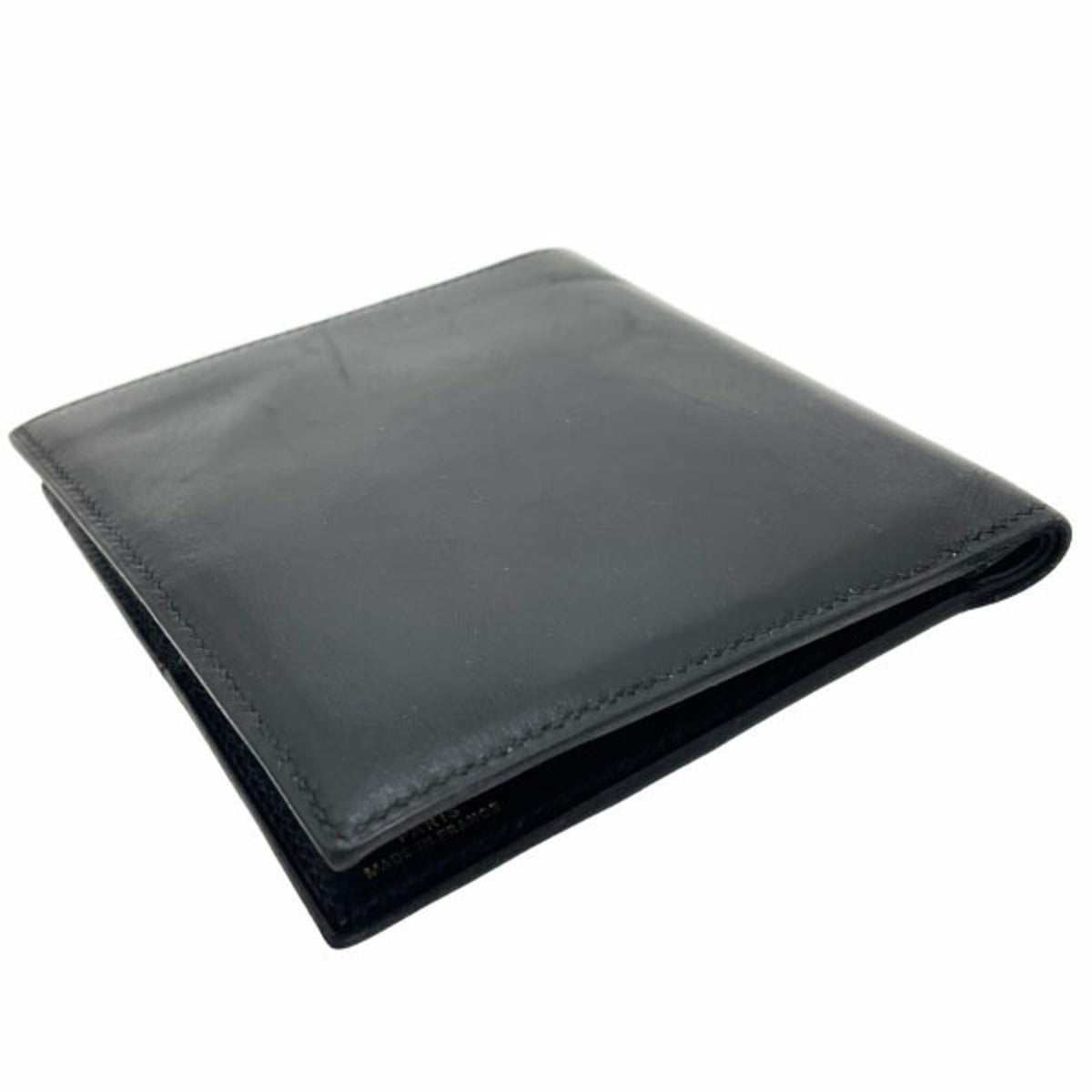 Hermes Kara Black Leather Bill Wallet (Bi-Fold) (Pre-Owned)