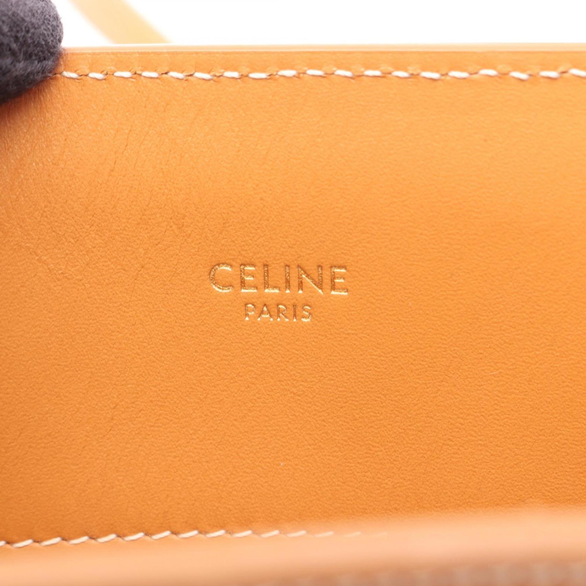 Celine Brown Ivory Canvas Leather Handbag Tote Bag (Pre-Owned)