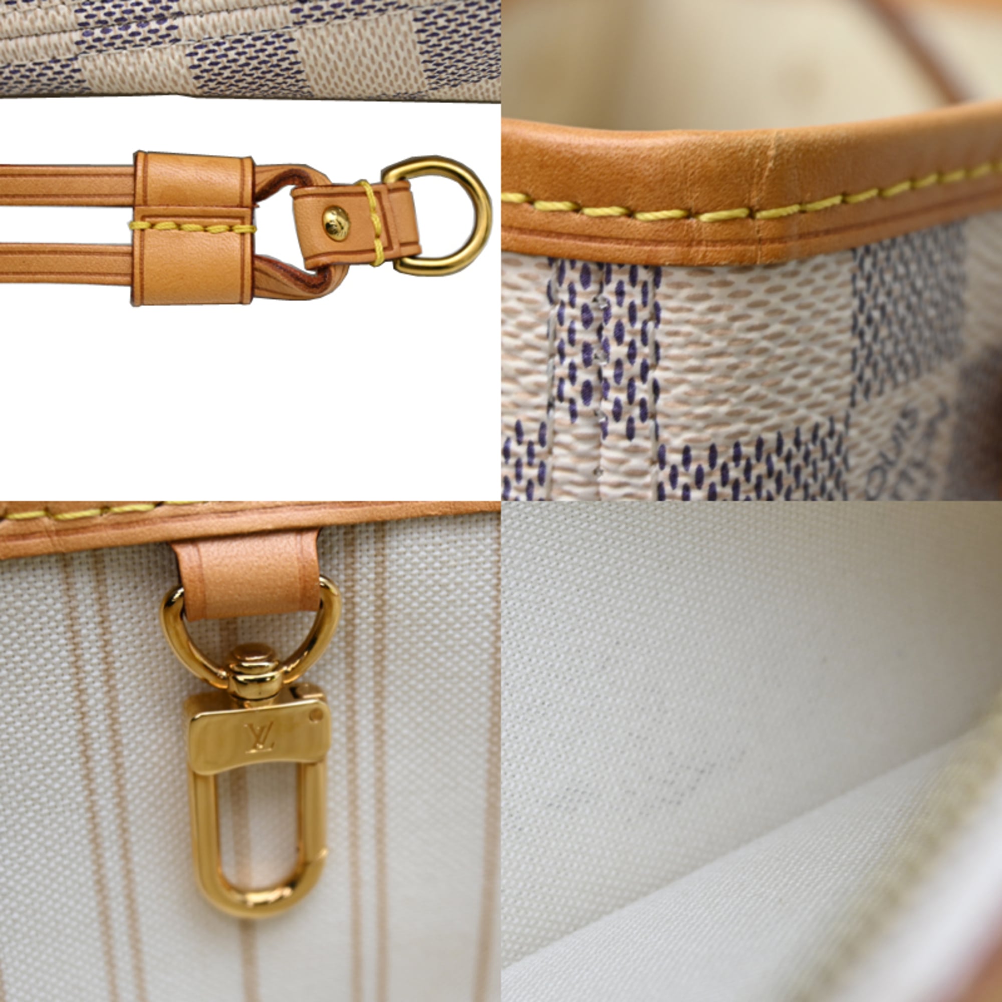 Louis Vuitton White Damier Azur Pouch Tote Bag (Pre-Owned)
