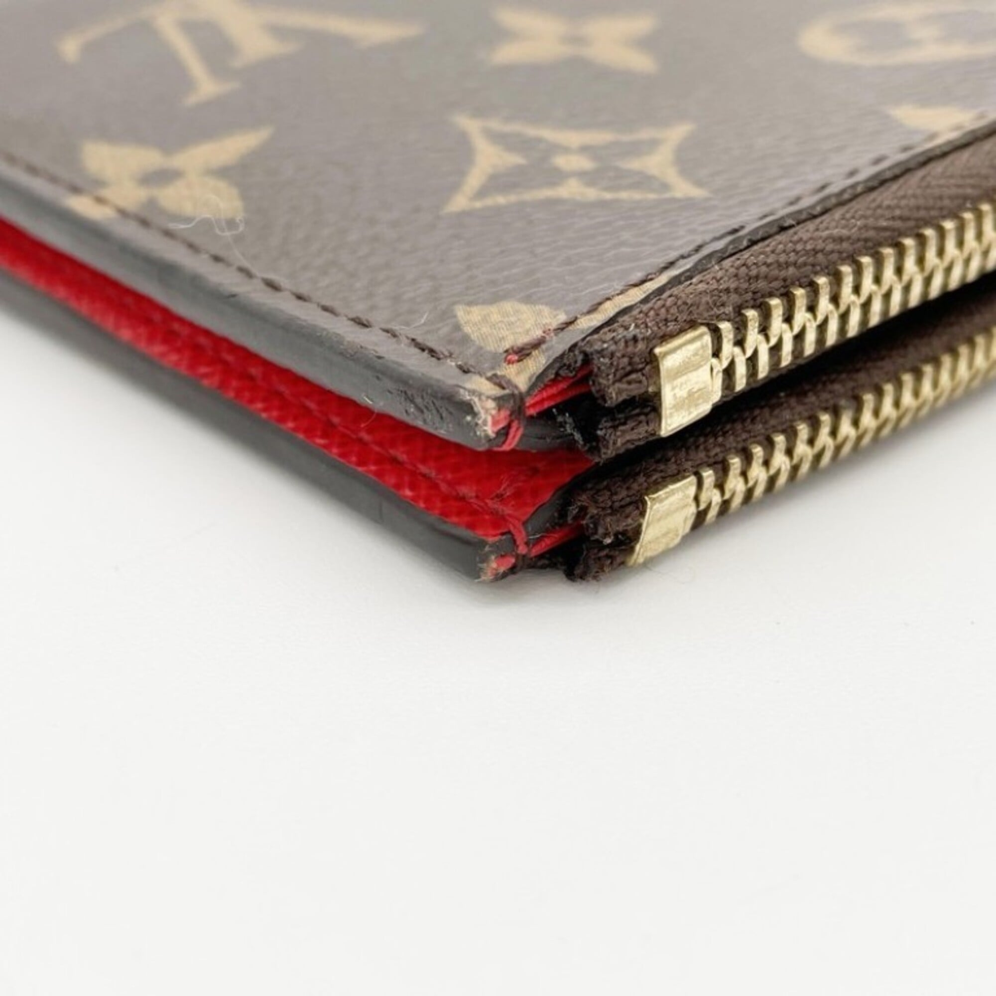 Louis Vuitton Brown Coquelicots Red Color Monogram Long Wallet (Bi-Fold) (Pre-Owned)