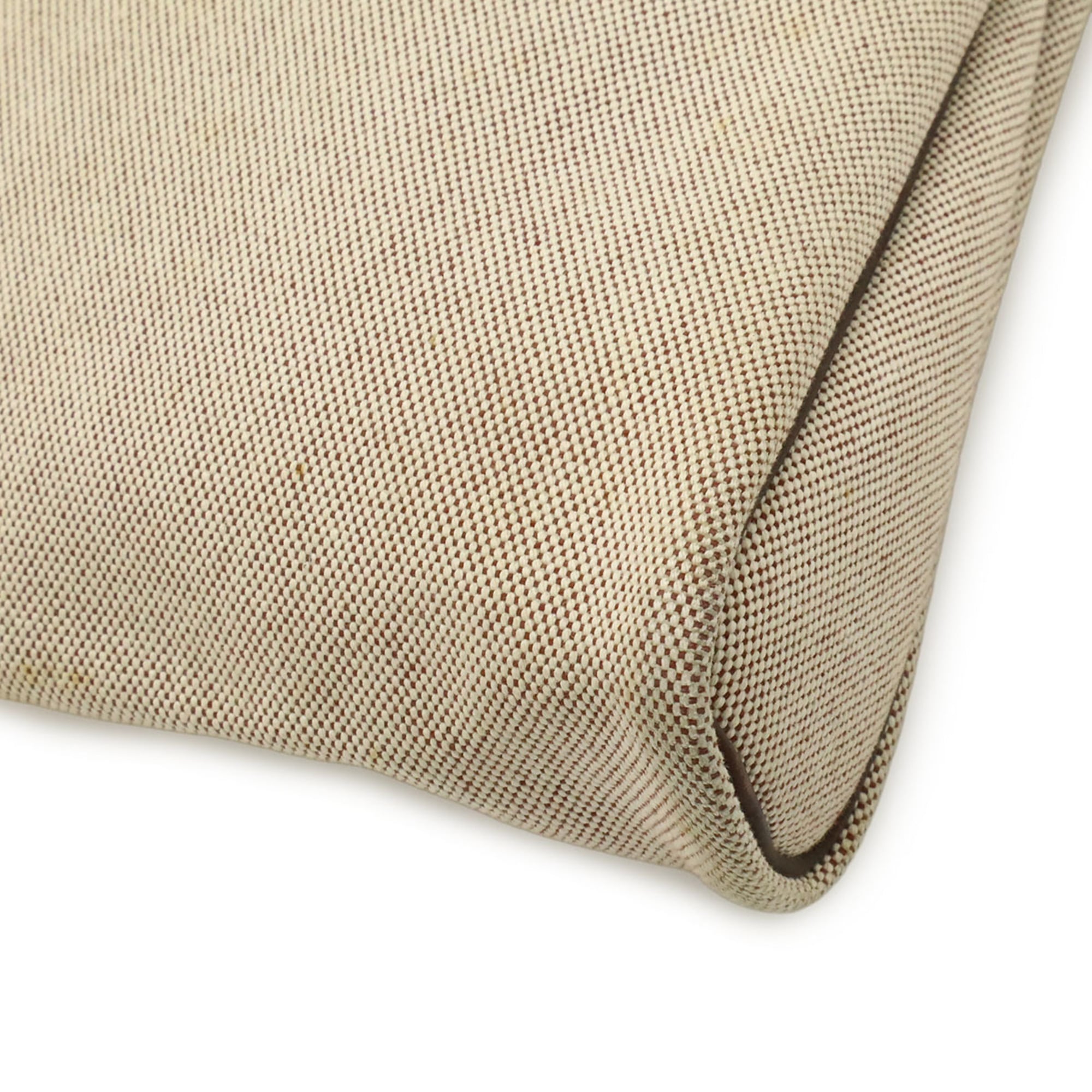 Hermes Brown Natural Canvas Leather Handbag Tote Bag (Pre-Owned)
