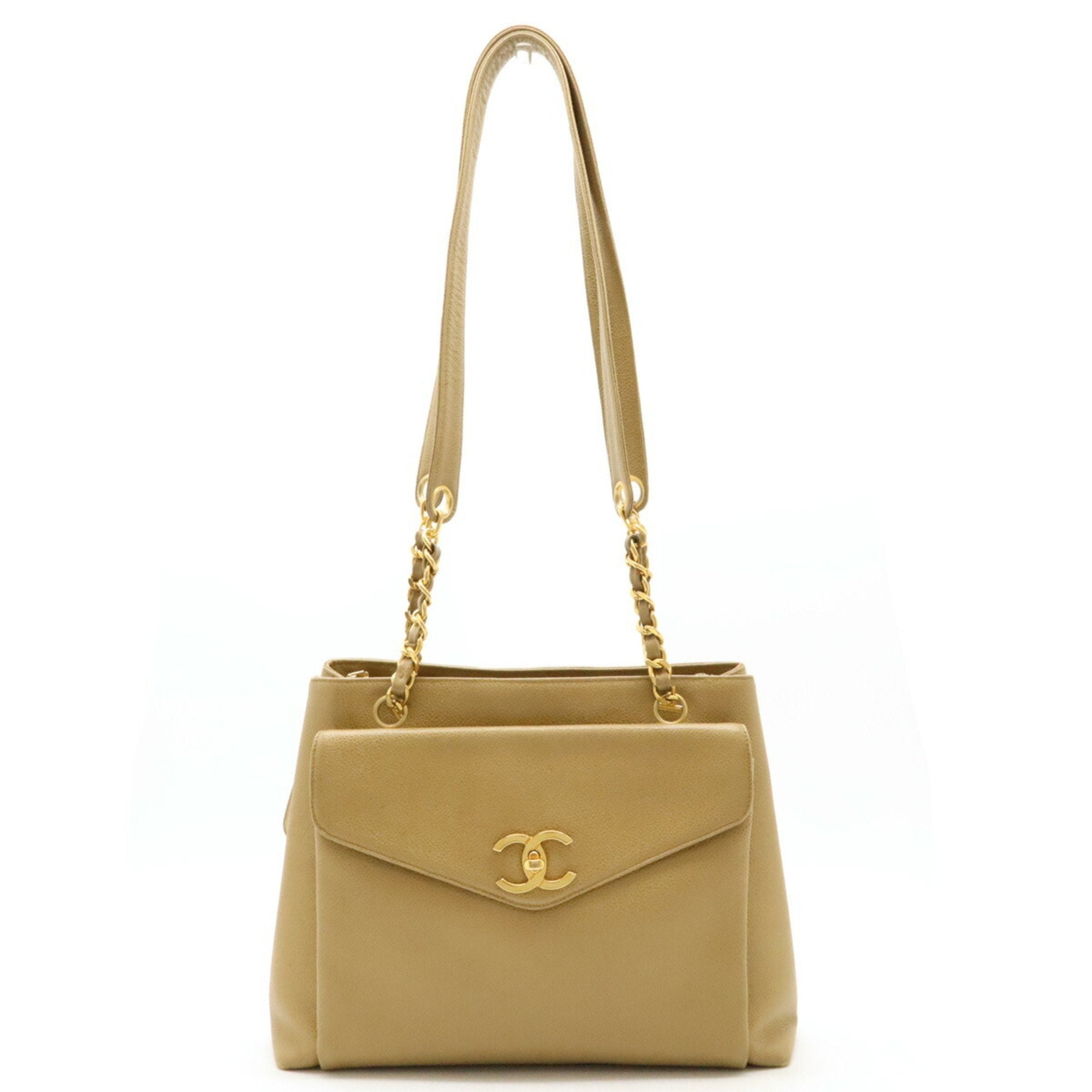 Chanel Beige Khaki Caviar Leather Shoulder Bag Tote Bag (Pre-Owned)