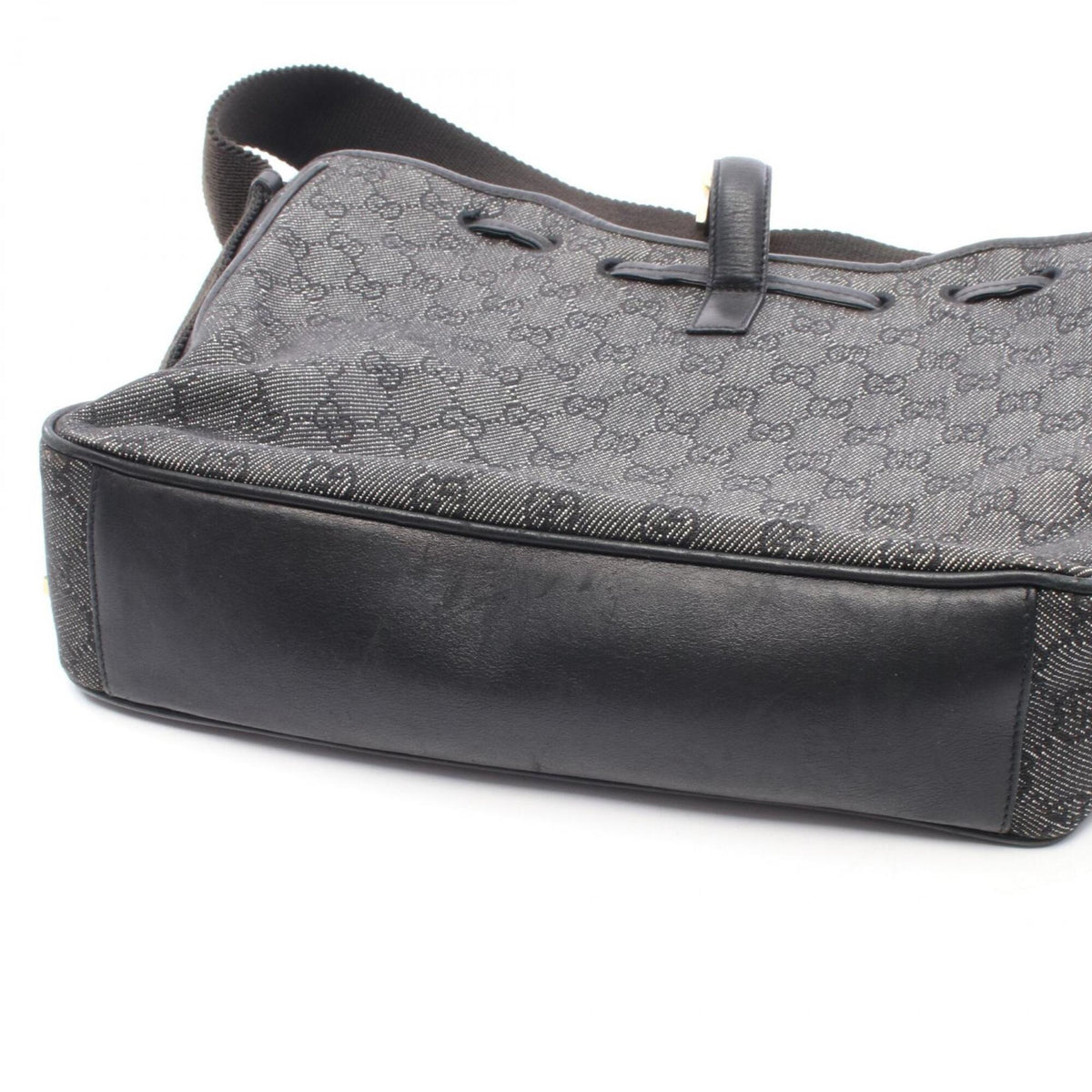 Gucci Black Denim Leather Shoulder Bag (Pre-Owned)