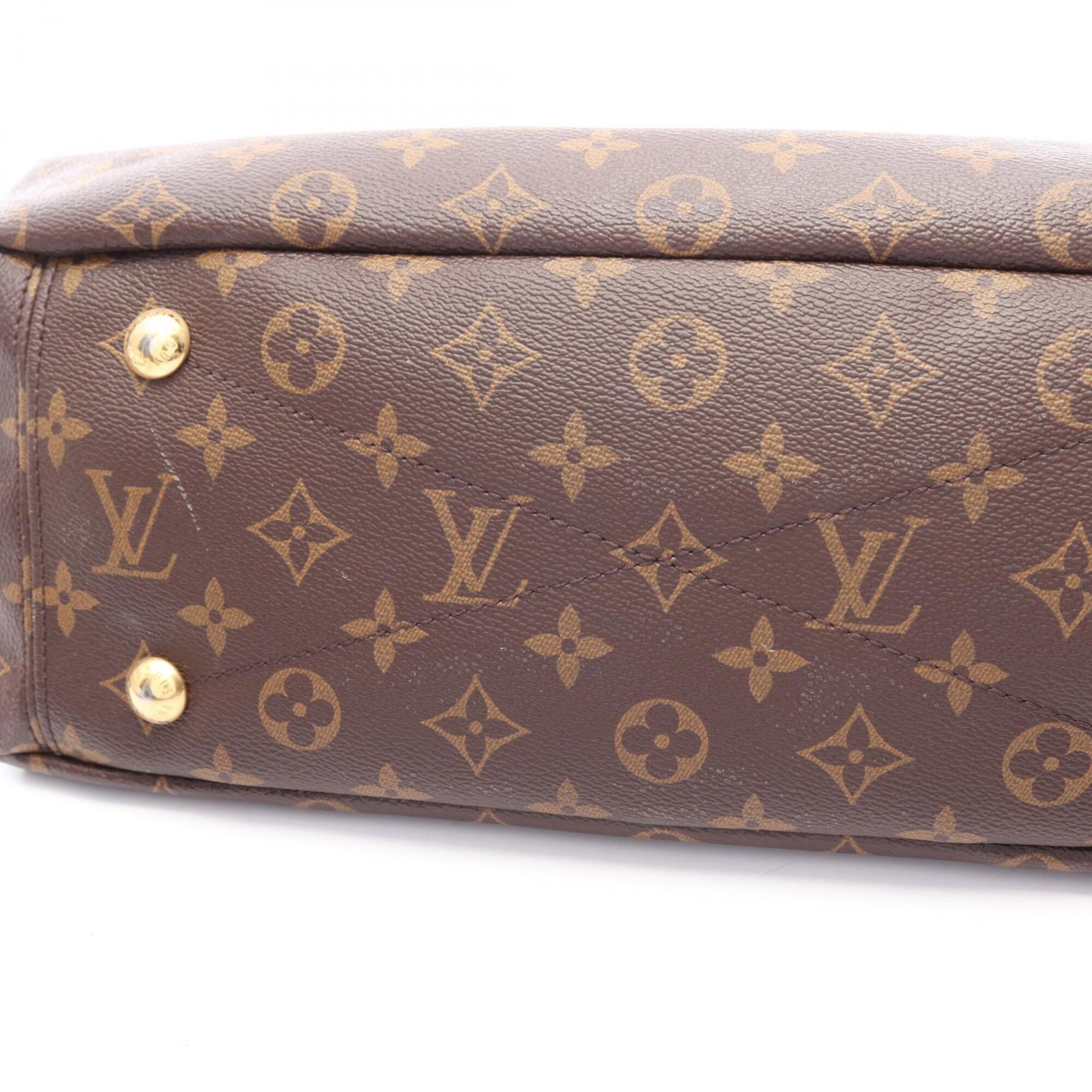 Louis Vuitton Black Brown Coated Canvas Leather Handbag (Pre-Owned)