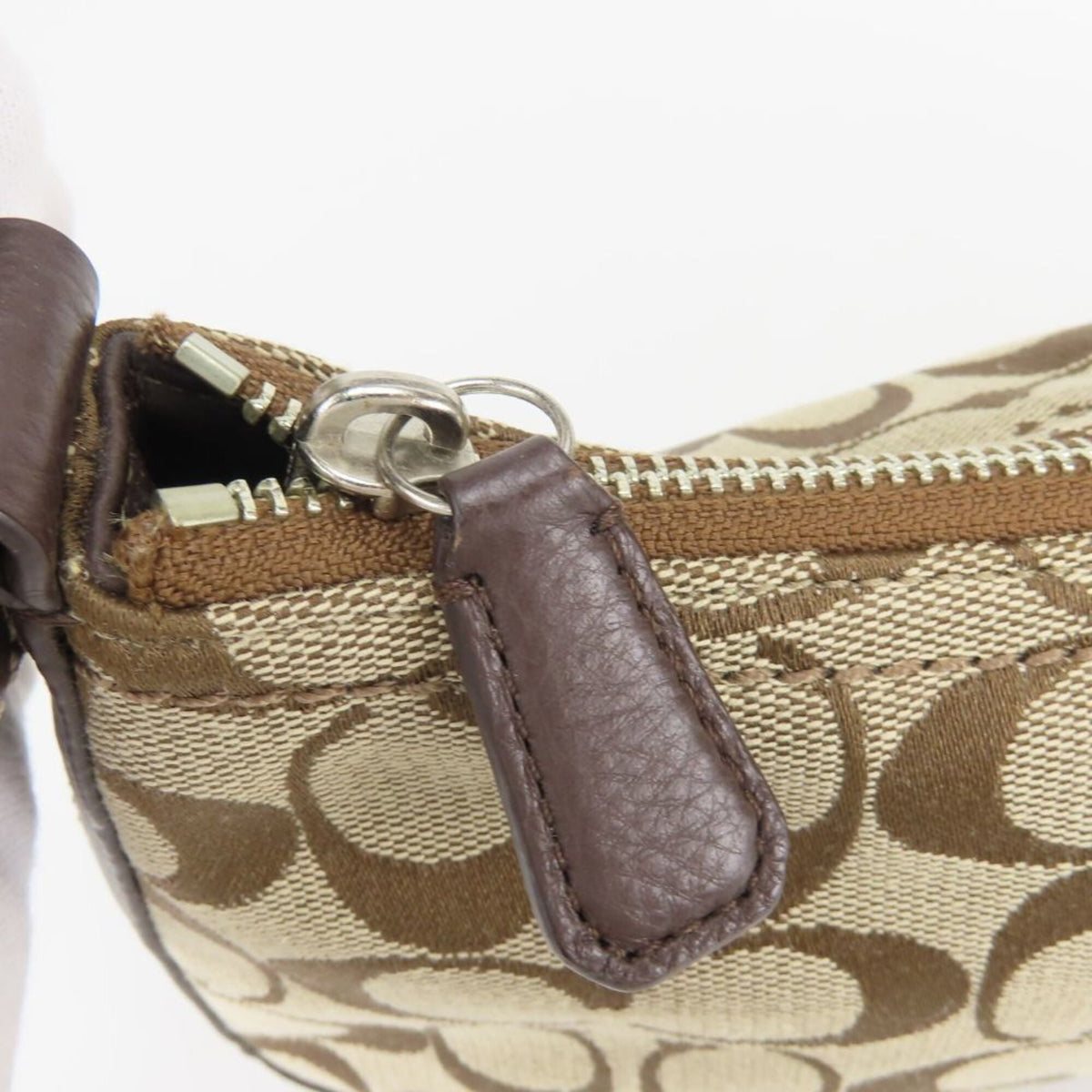 Coach Beige Brown Canvas Leather Shoulder Bag (Pre-Owned)