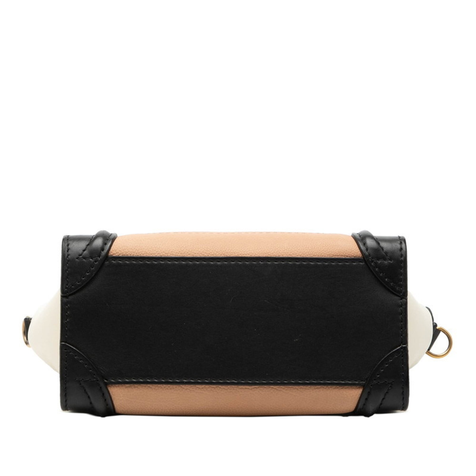 Celine Beige Black White Leather Handbag Shoulder Bag (Pre-Owned)