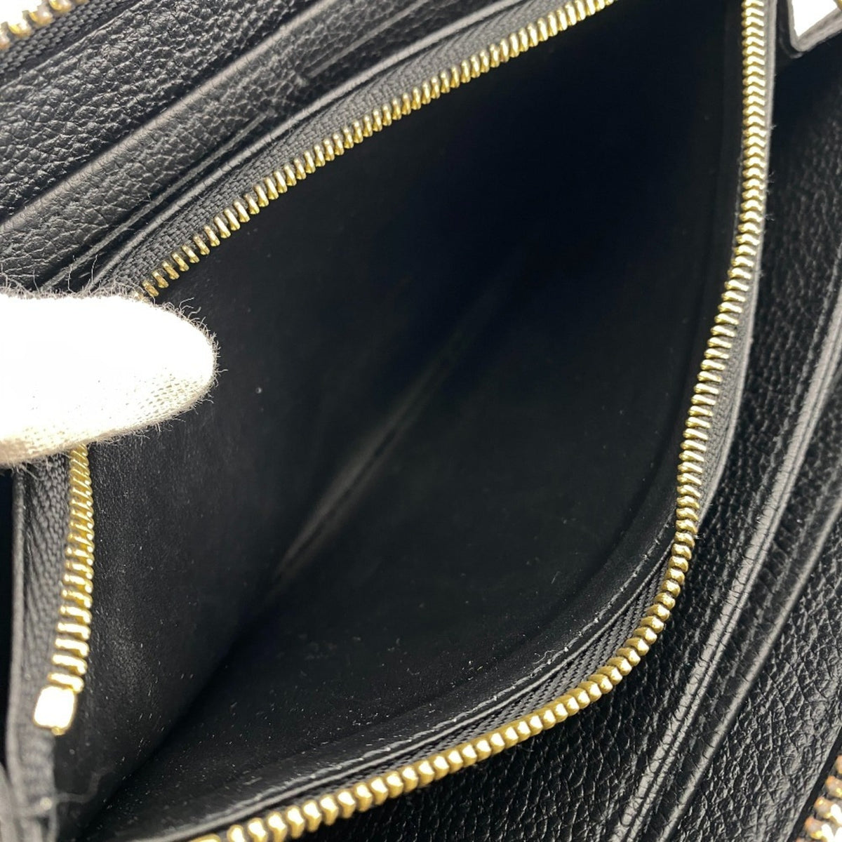 Louis Vuitton Beige Black Leather Long Wallet (Bi-Fold) (Pre-Owned)