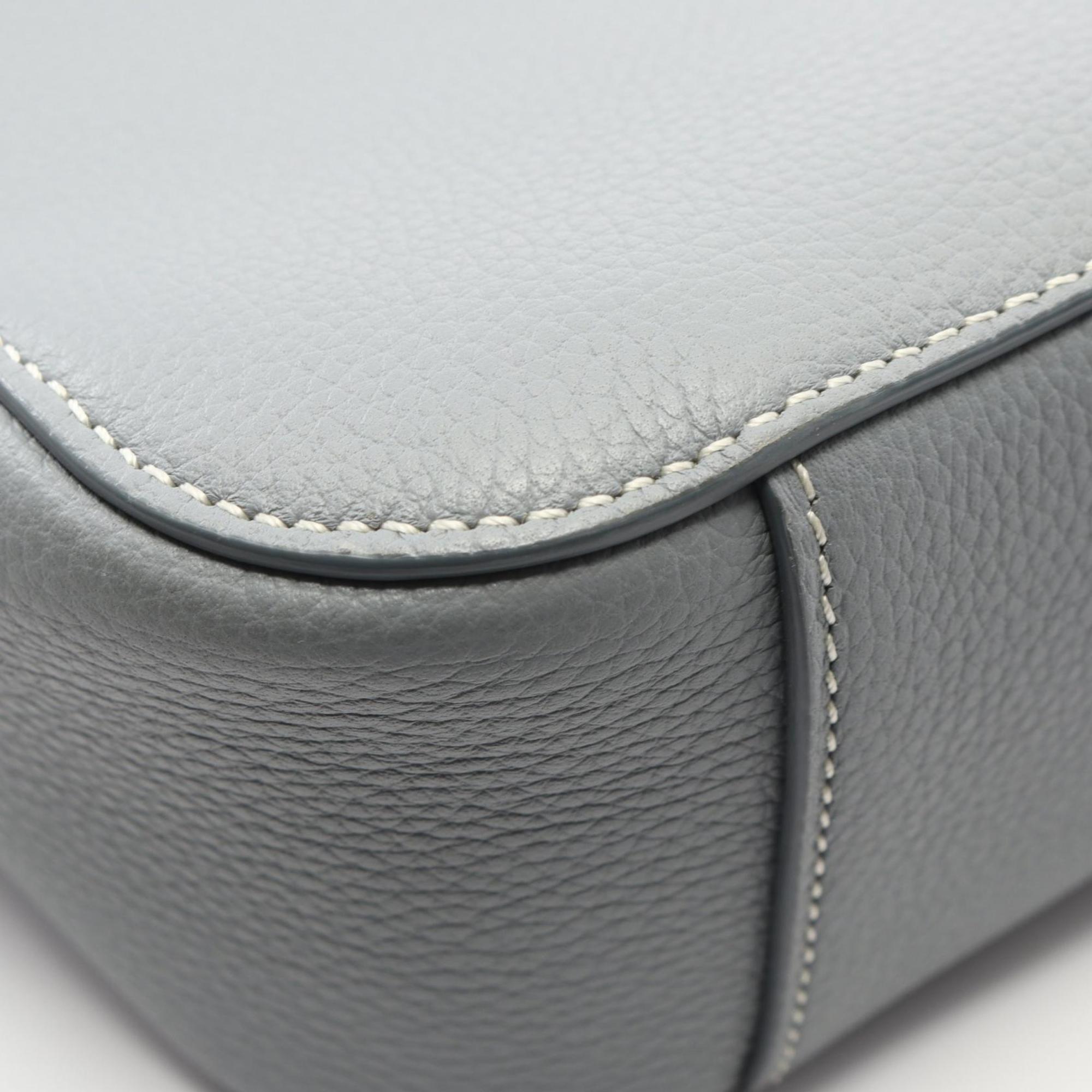 Christian Dior Gray Leather Handbag Saddle Bag Shoulder Bag (Pre-Owned)