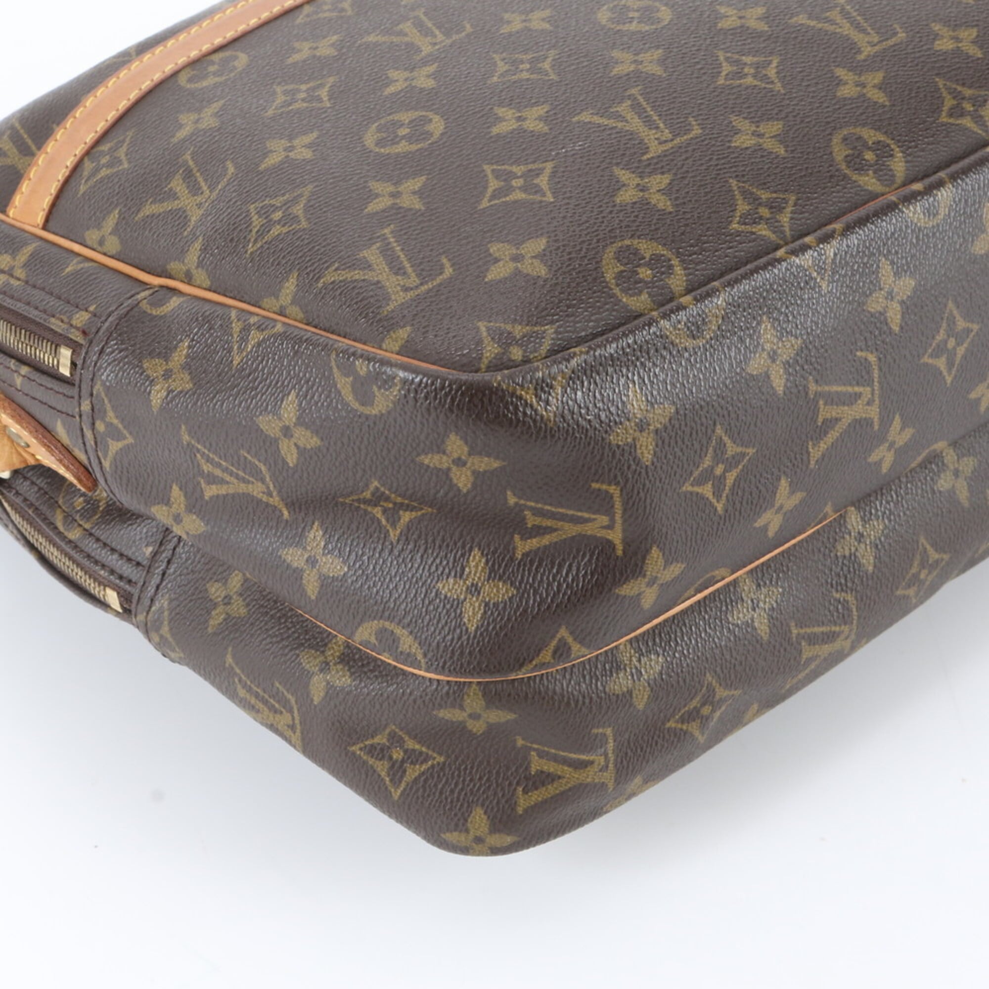 Louis Vuitton Brown Leather Coated Canvas Messenger Bag Shoulder Bag (Pre-Owned)
