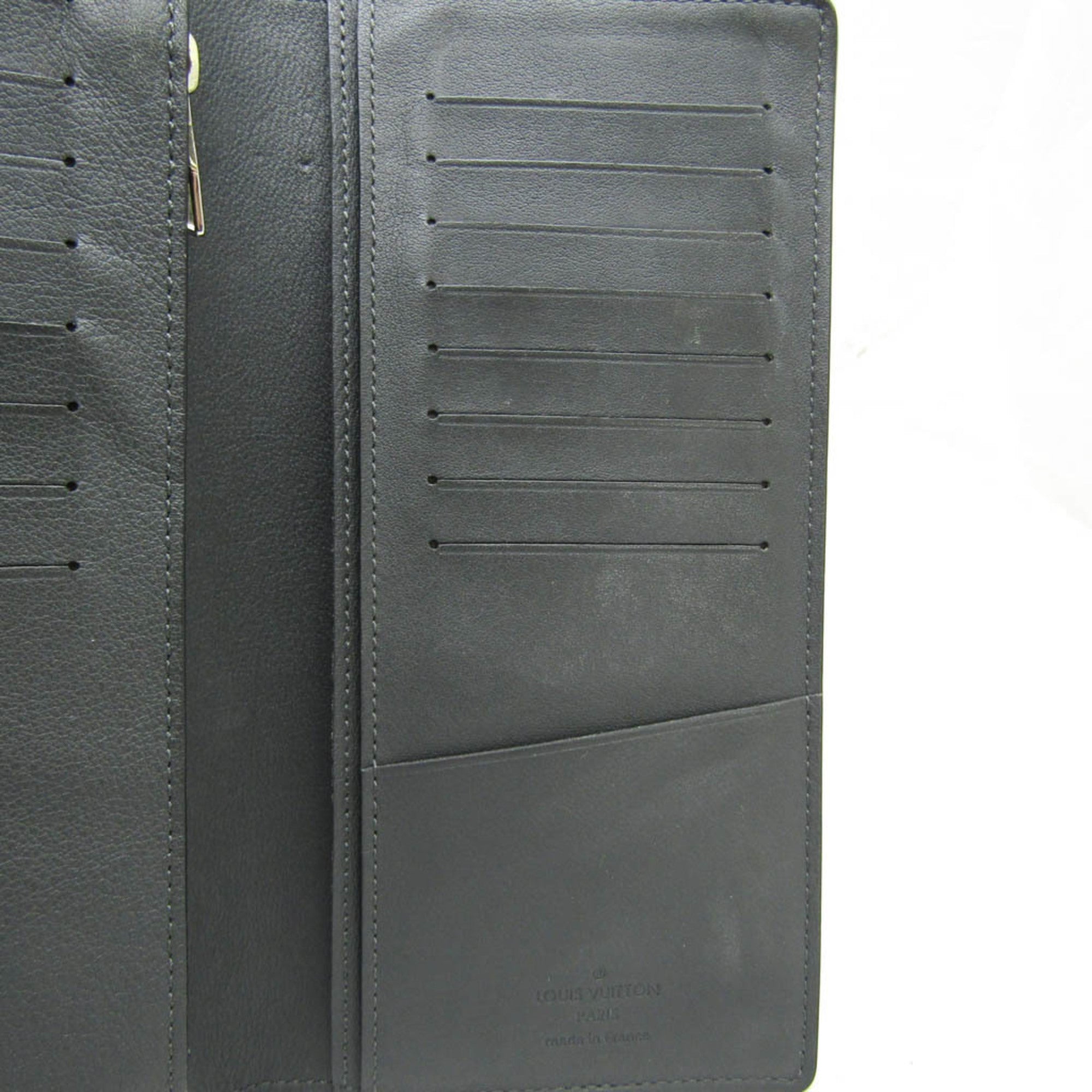 Louis Vuitton Taurillon Lv Charcoal Leather Long Wallet (Bi-Fold) (Pre-Owned)