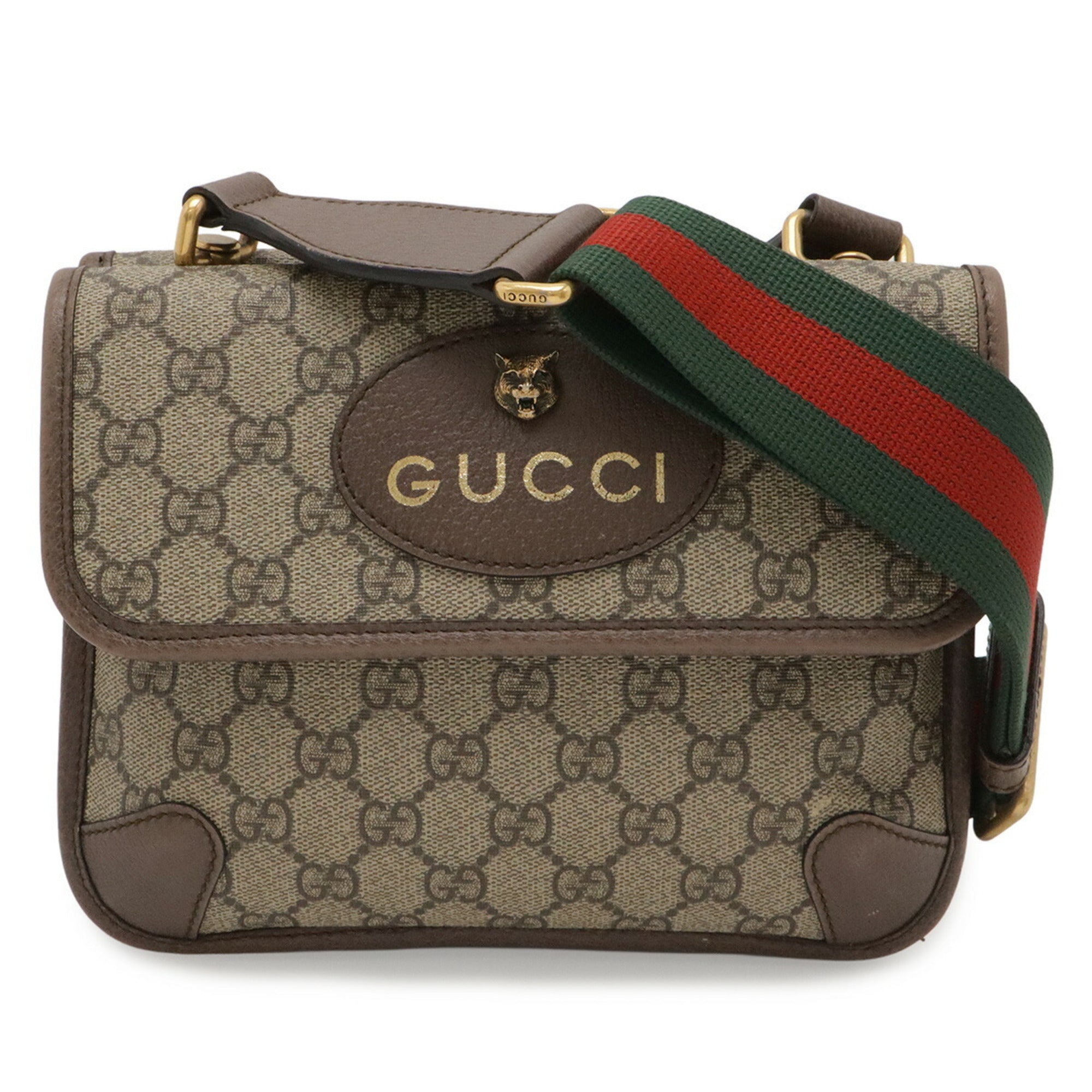 Gucci Beige Brown Green Red Color Yellow Gg Supreme Handbag Shoulder Bag (Pre-Owned)