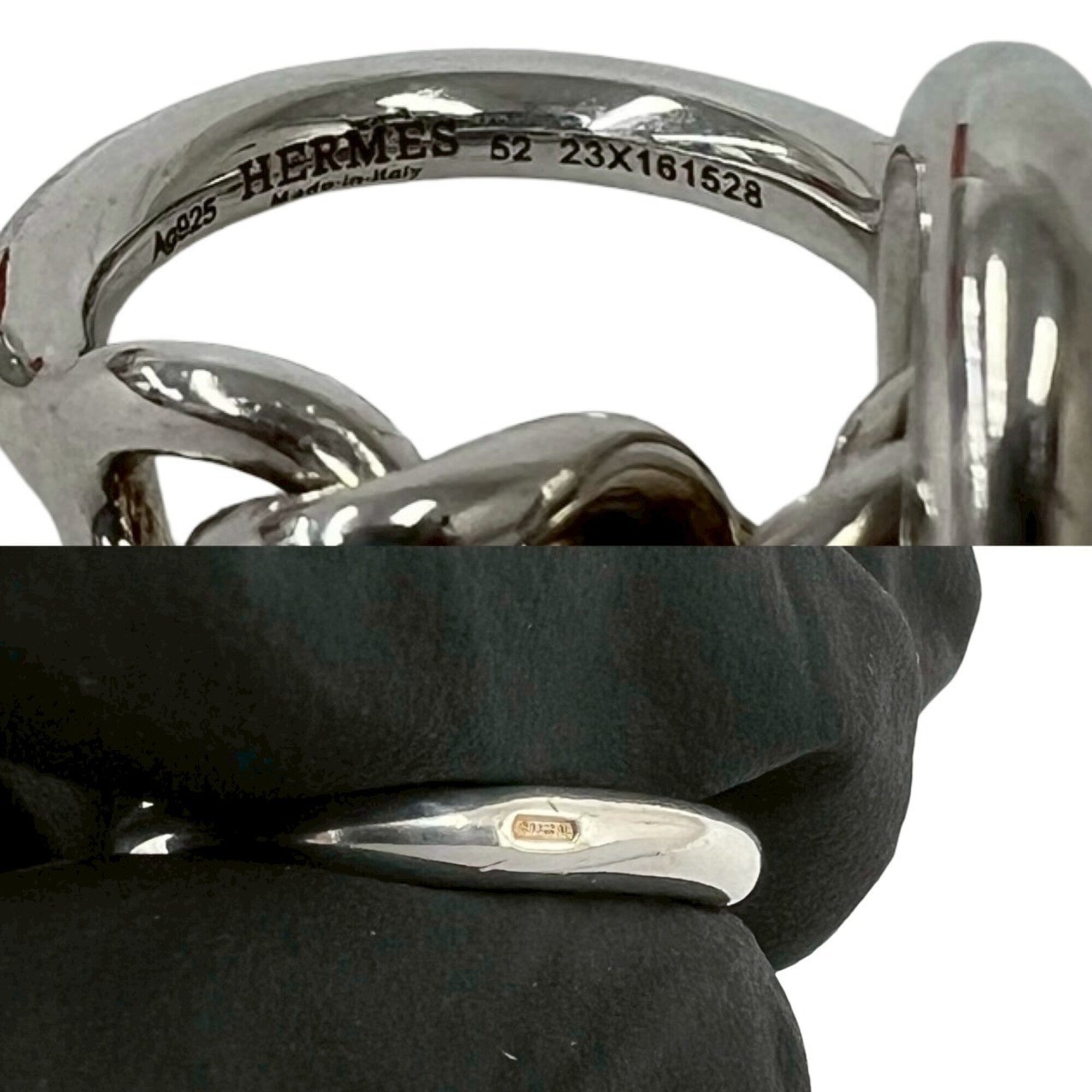 Hermes Silver Silver 925 Band Ring (Pre-Owned)