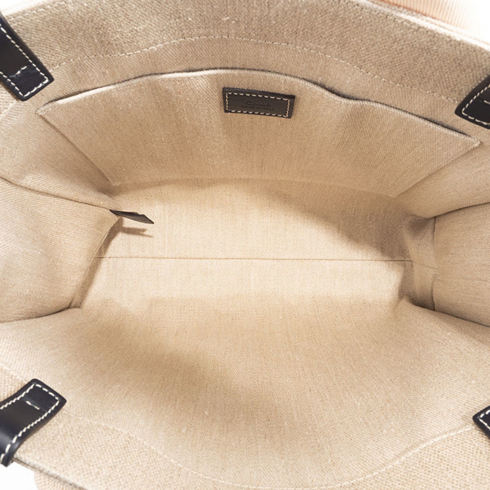 Chloé Blue White Linen Leather Tote Bag (Pre-Owned)